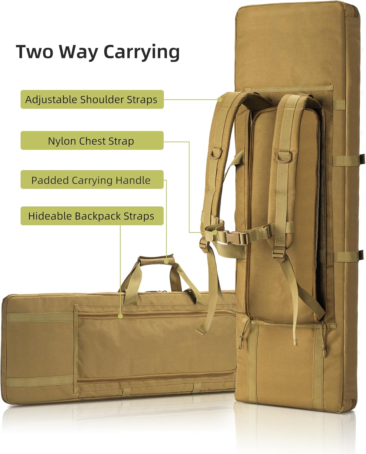 36" 42" 48" Soft Rifle Case Rifle Bag, Double Gun Bag Gun Case Rifle Backpack with Backpack Strap and Lockable Zipper for Outdoor Shooting Hunting Firearm Storage and Transportation - Image 5