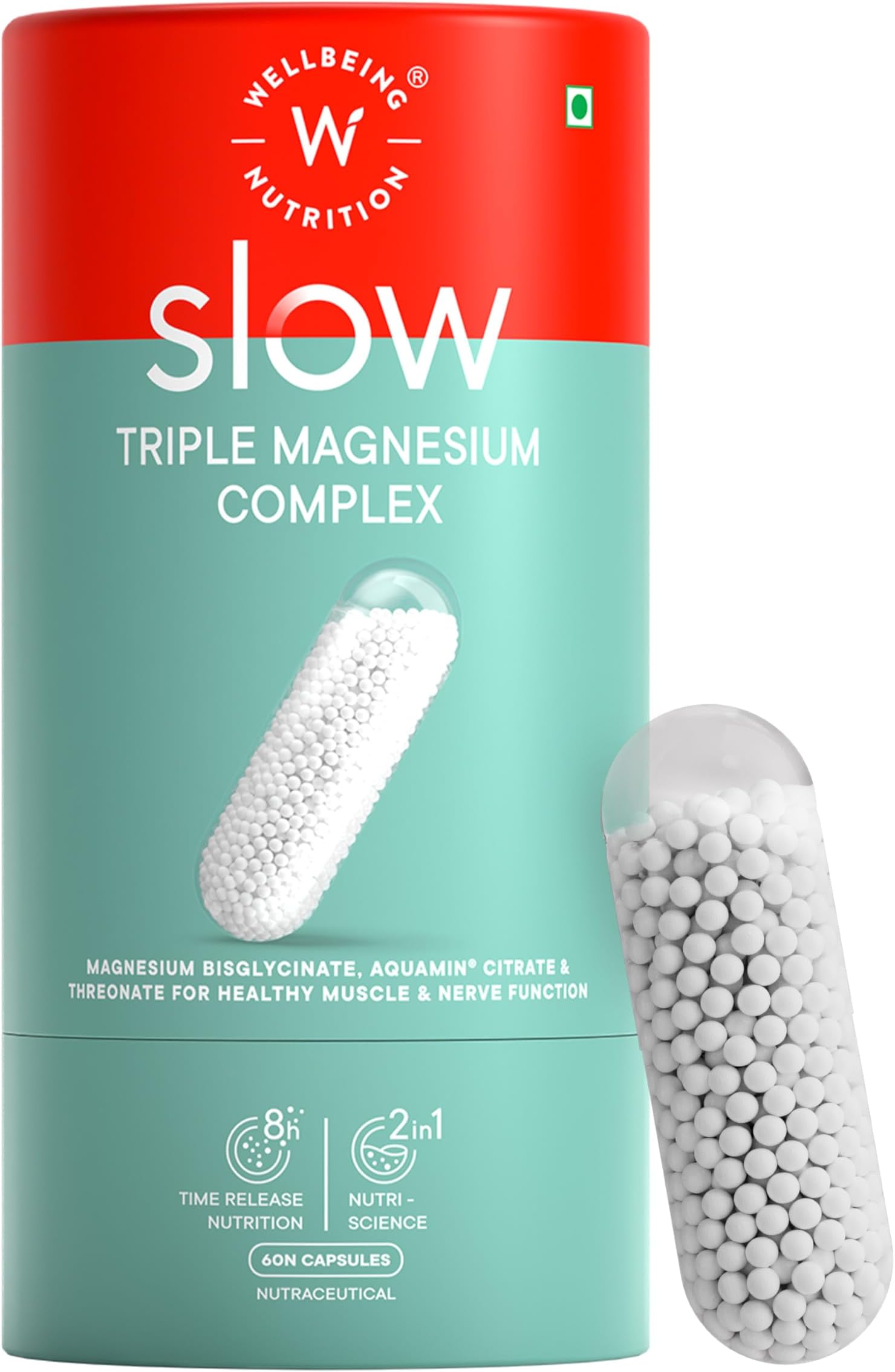 Wellbeing Nutrition Triple Magnesium Complex 1000 mg Chelated Magnesium Glycinate, Citrate & Threonate| For Sleep, Cramps, Recovery, Nerve & Muscle Function, Clinically Proven, 60 Capsules