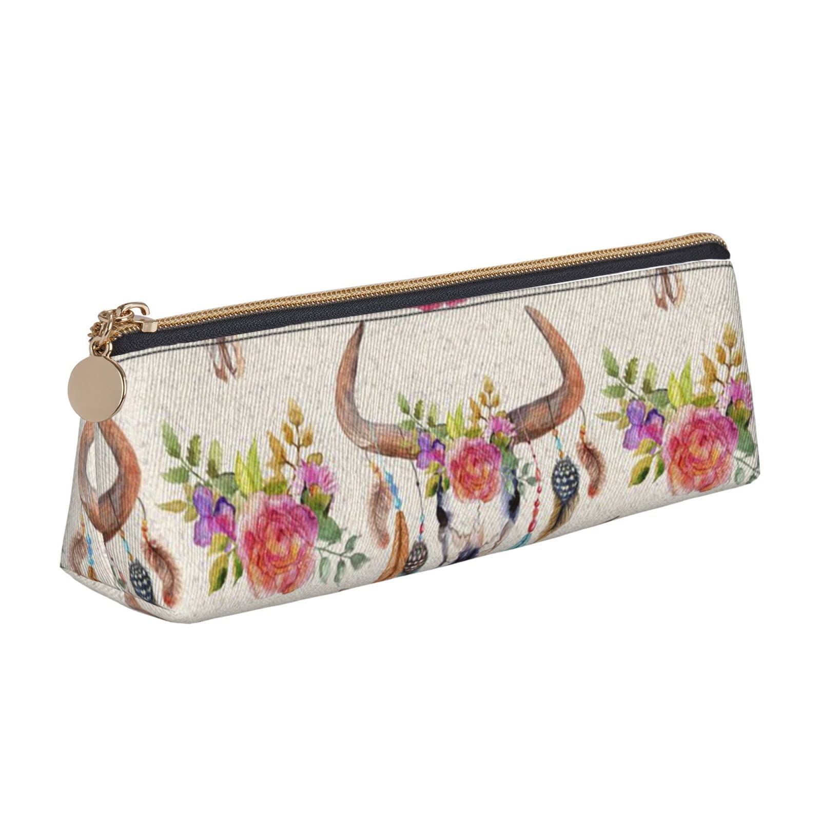 ASEELO Runner Bull Skull Printed Pencil Case With Zipper Pencil Pouch, Stationery Organizer, Portable Stationery Bag