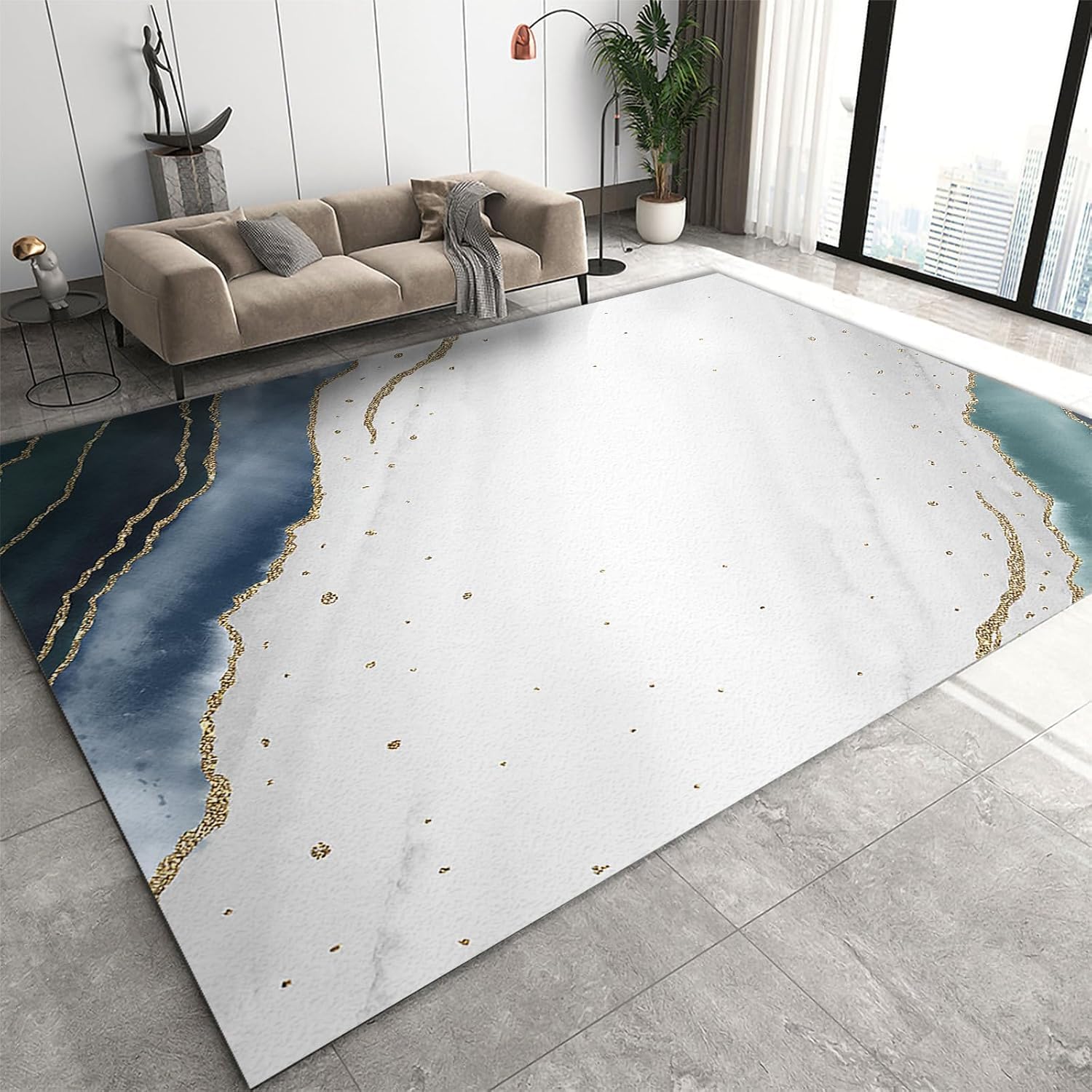 Tapis de chevet marbre abstrait 3D doux, fini les réveils sur le sol froid de la chambre