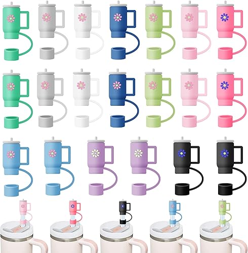Auidy_6TXD 20 piezas de adornos de paja para Stanley, cubiertas de popote para Stanley, cubierta de popote compatible con Stanley de 30 y 40 onzas,