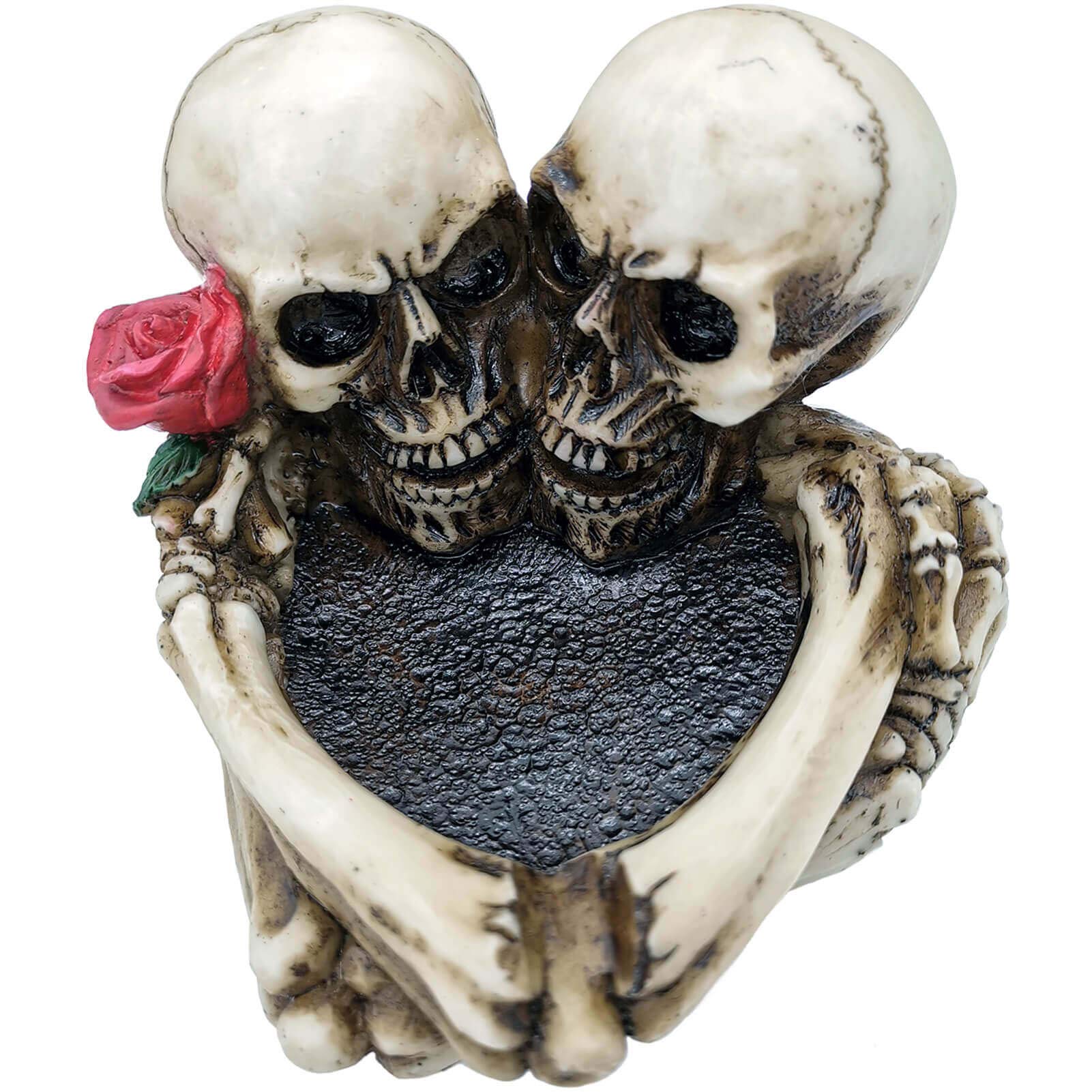 THMY Valentines Day Gift Skull Ashtray - Skeleton Skull Rose Lover Never Die Resin Ash Tray Container Human Head Skull