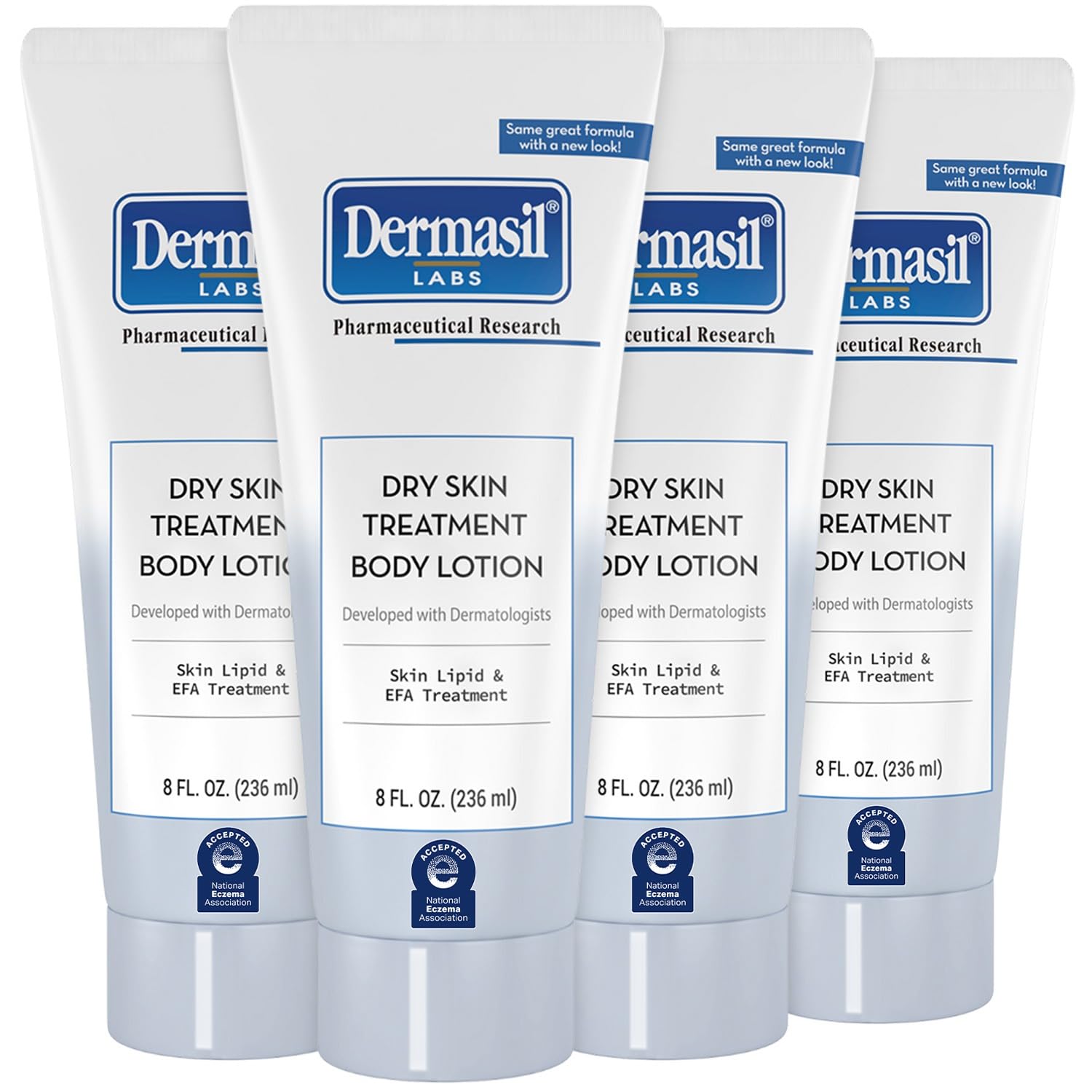 Body Lotion, Dry Skin Treatment, 4-Pack – Non-Greasy, Fast-Absorbing, Fragrance-Free Lotion, Cruelty-Free, 8 Oz Ea