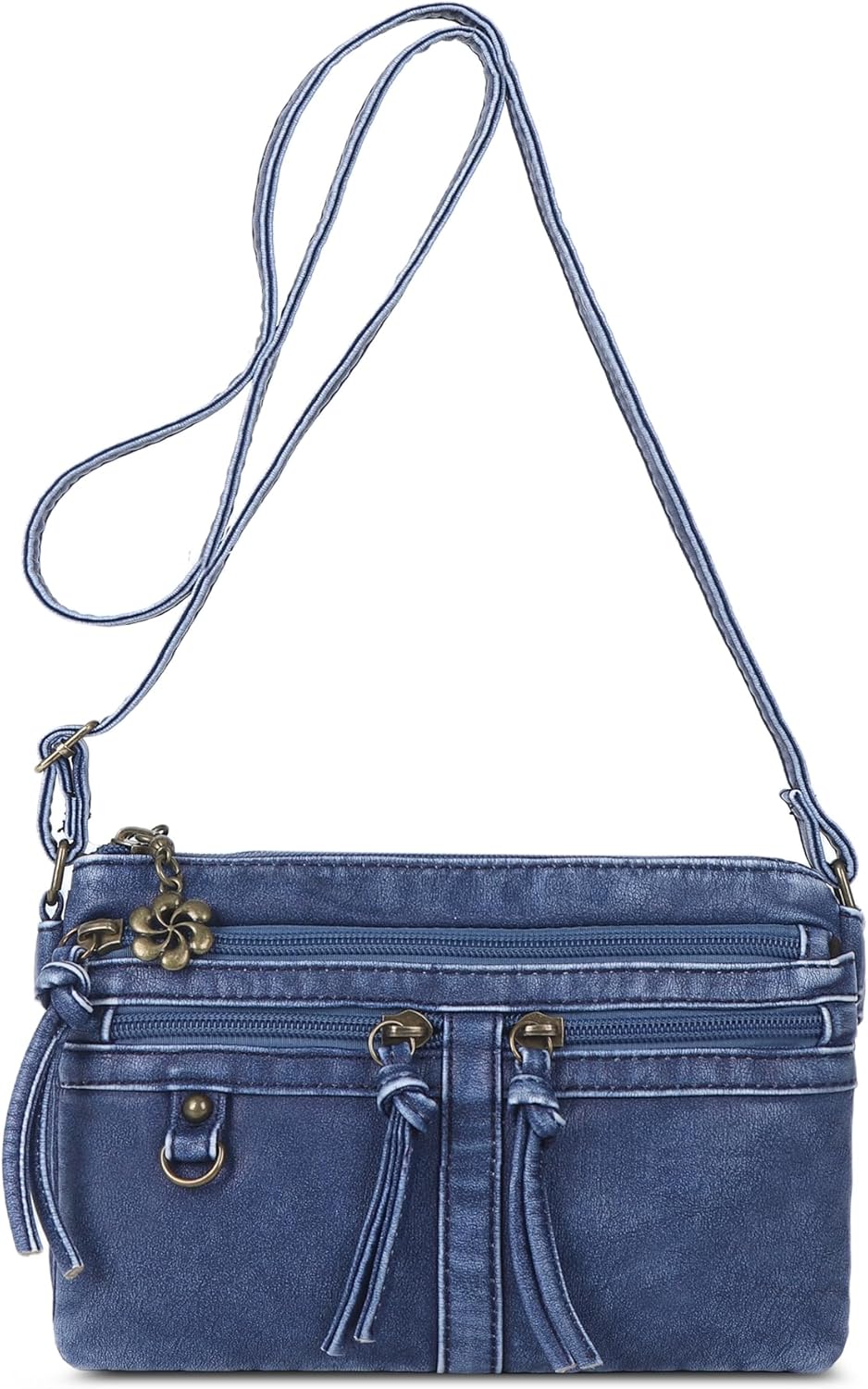 Angel Kiss Small Crossbody Bag for Women Leather Crossbody Purse Triple Compartments Cell Phone Purse Shoulder Bags for Women