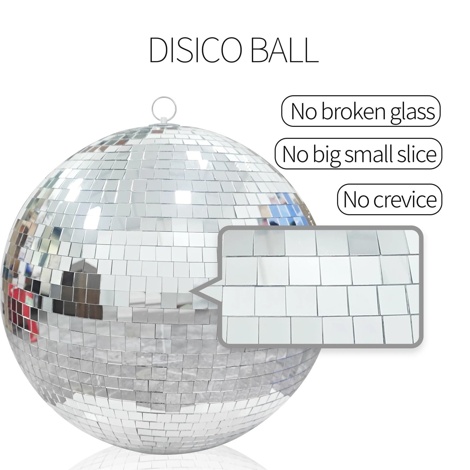Dekoracja imprezowa lustrzanej kuli dyskotekowej, Disco Kula lustrzana srebrna 12 cali (30 cm)