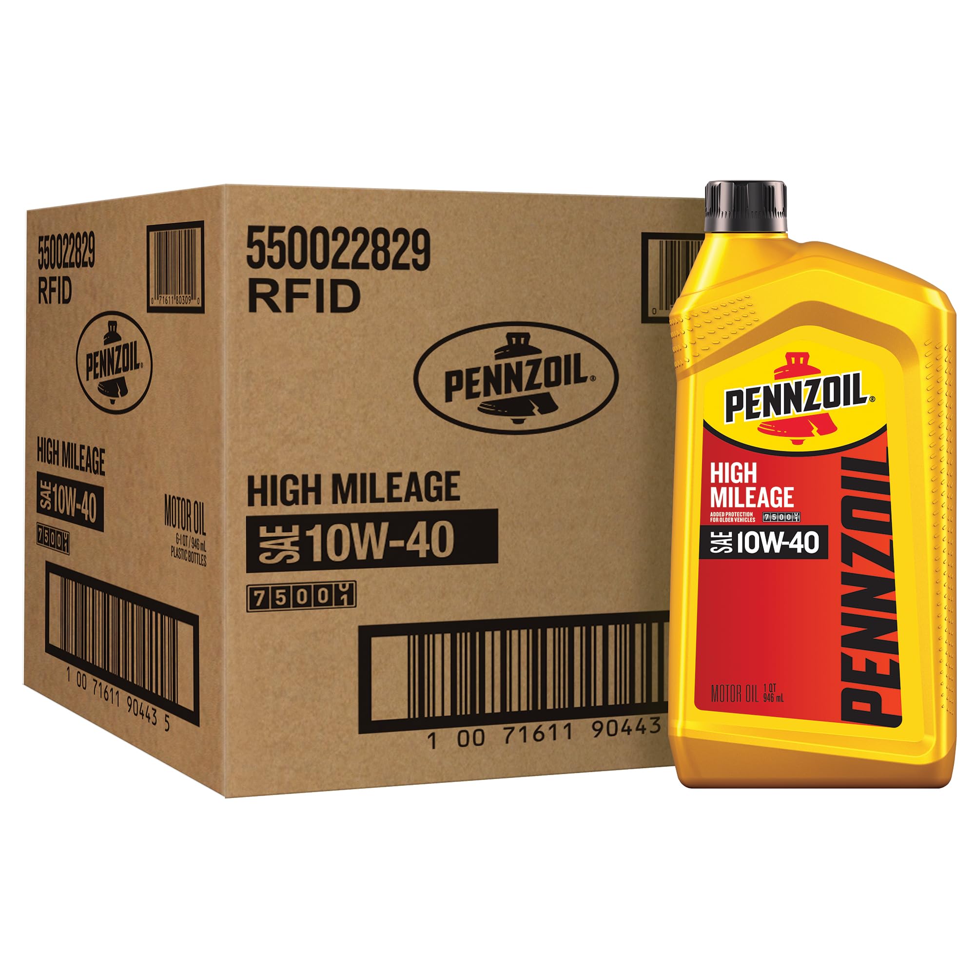 High Mileage 10W-40 Motor Oil, 1 Quart (6 Pack)