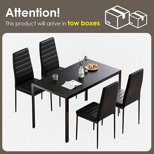 Miniatura 18 de Farini Juego de mesa de comedor de 5 piezas, cocina y sillas para 4, juegos de mesa de cocina modernos para comedor, 4 sillas tapizadas de