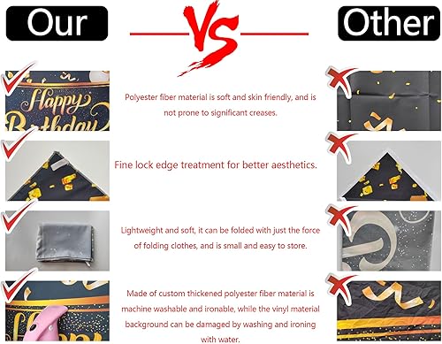 Miniatura 3 de Telón de fondo de feliz cumpleaños negro y dorado para mujeres, hombres, niños, niñas y niños, 7 x 5 pies, poliéster, rosa dorada, purpurina, globo,