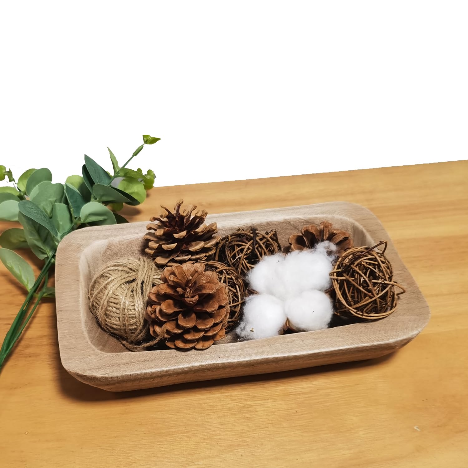 Wooden Dough Bowl Decor, Vintage Wooden Bowl Hand Carved Home Decor for Dining Table Center, Living Room, Kitchen Decor. (10inch brown)