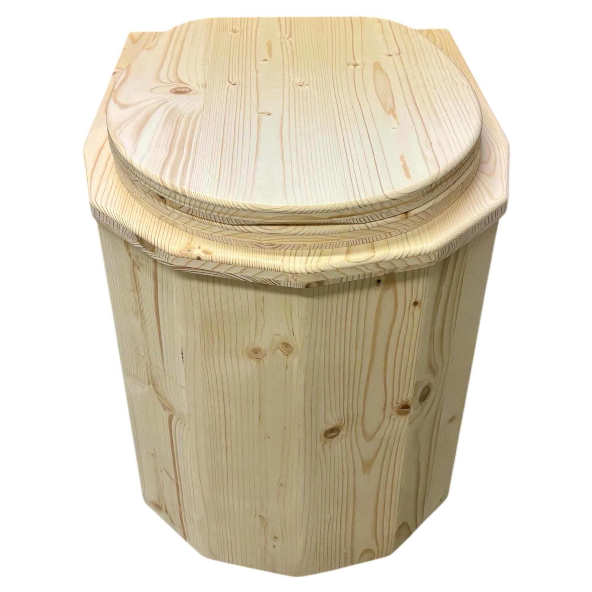 Toilette seche Premium Bois avec Bavette INOX et Seau plastique 20L - Fabrication Française Artisanale