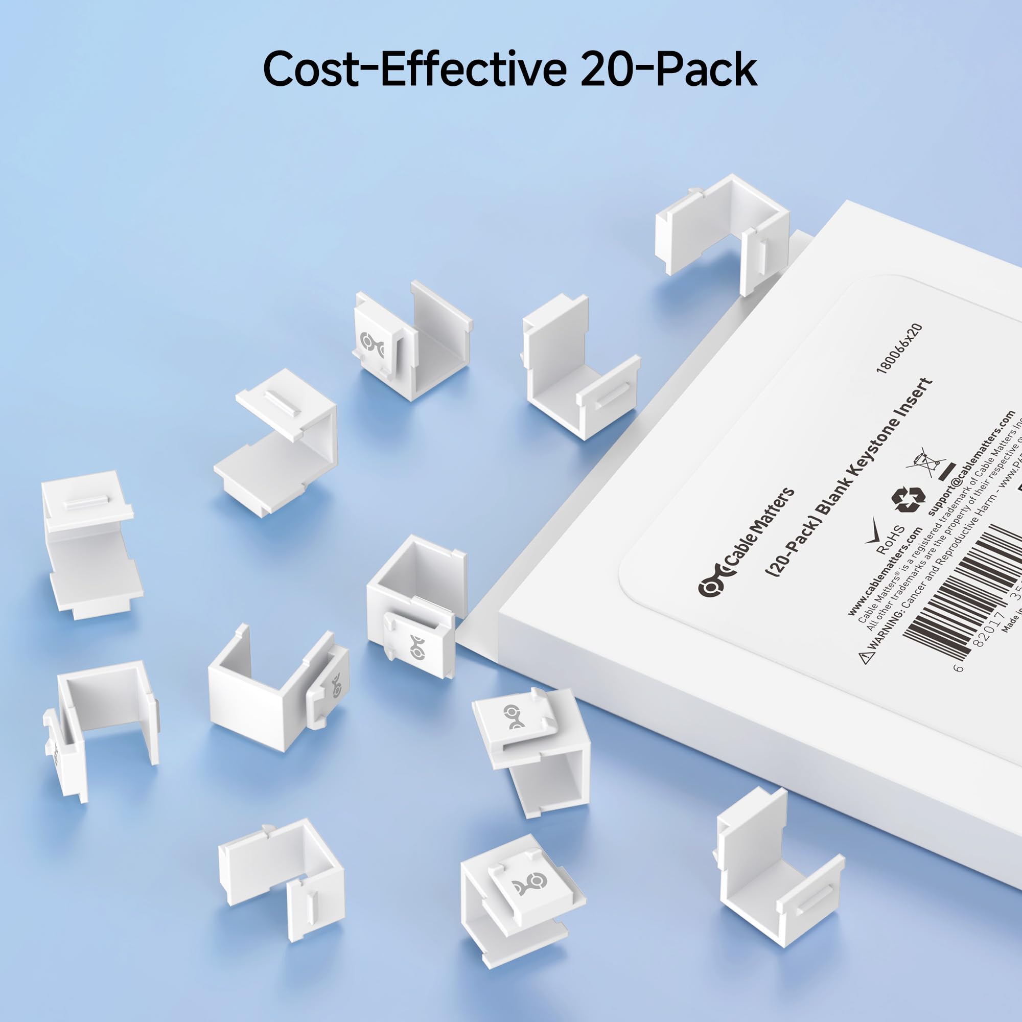 Amazon.com: Cable Matters 20-Pack Blank Keystone Jack Inserts in