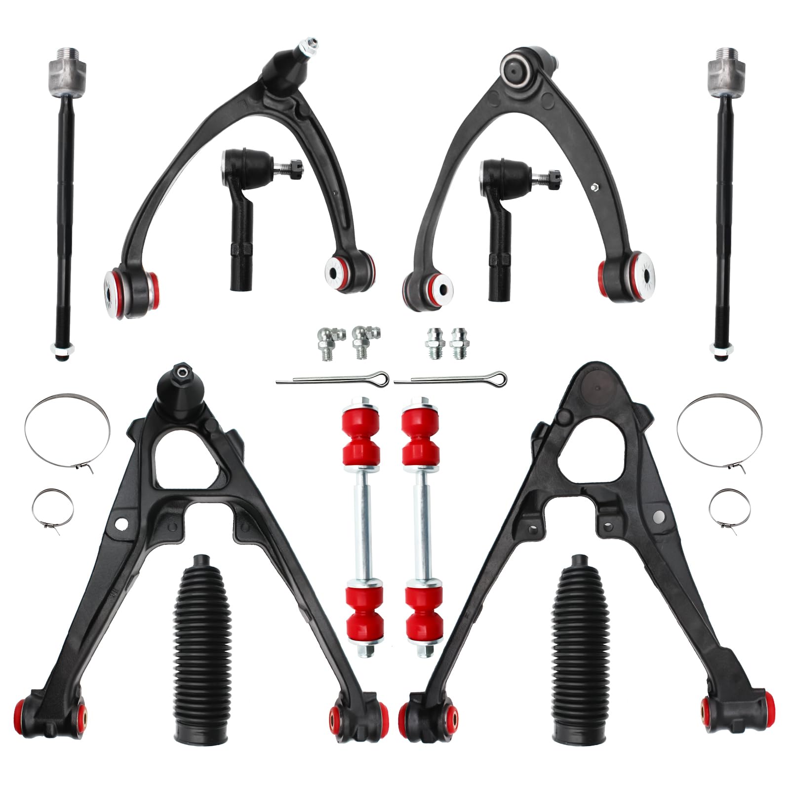 Photo 1 of 12pc Front End Control Arms Suspension Kit for Chevy Silverado 1500 GMC Sierra 1500, Suburban 1500, Yukon XL 1500/Yukon, Avalanche, Tahoe, Cadillac Escalade Esv/Ext, 4 Tie Rods 2 Sway Bars 2 Boots