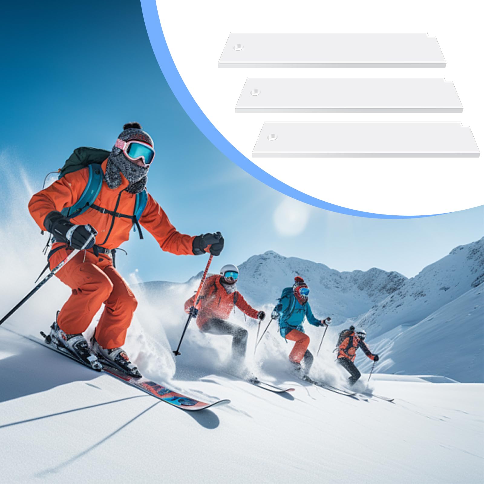 3 Pièces Grattoir Ski Cire, Grattage de Fartage 5 mm, Grattoir à Fartage Acrylique pour Skis et Snowboards pour Éliminer Les Résidus de Cire
