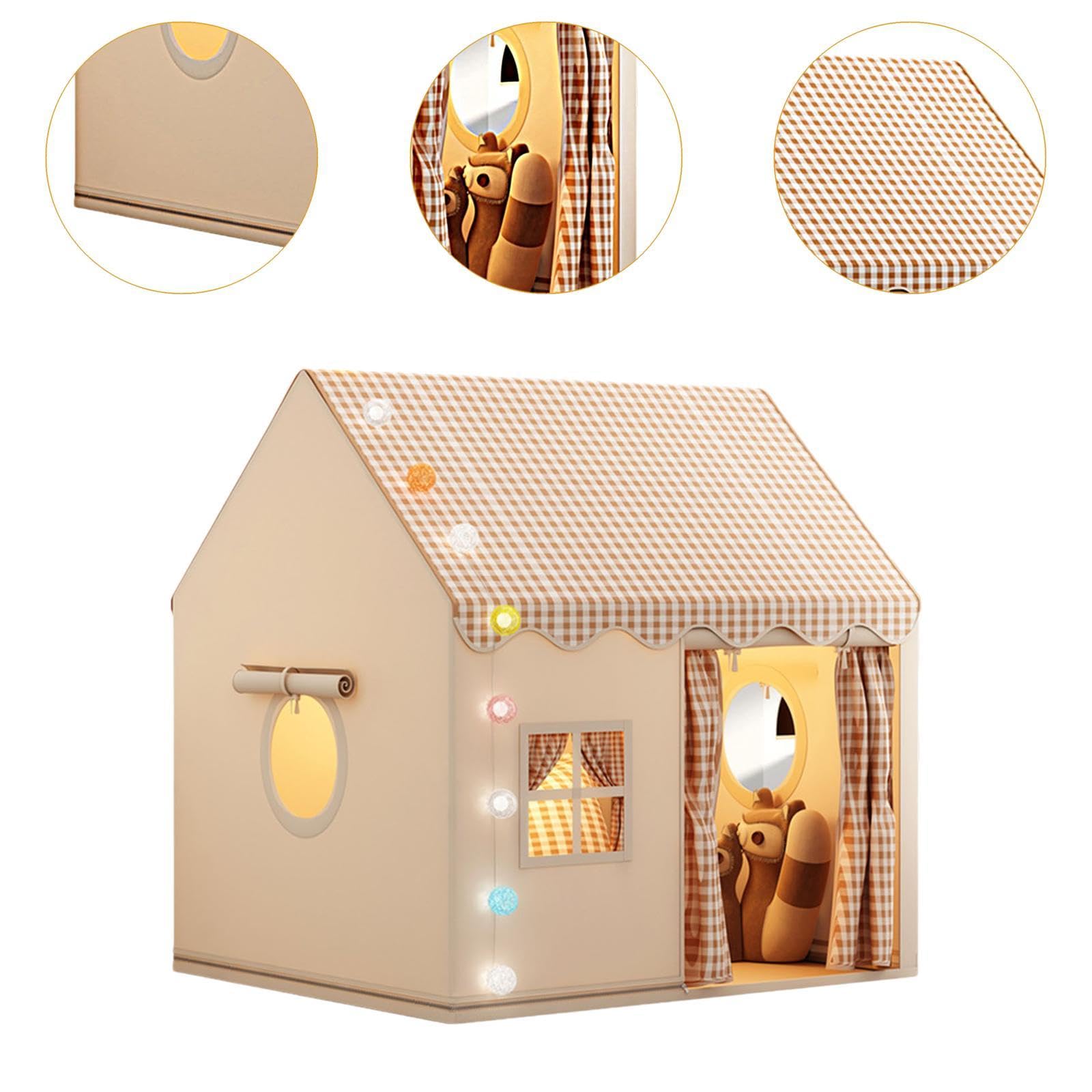 Tienda de Campaña Infantil de Interior, de Juegos con Puerta Y Ventana, Castillo Portátil para Niños Y Niñas, Gris