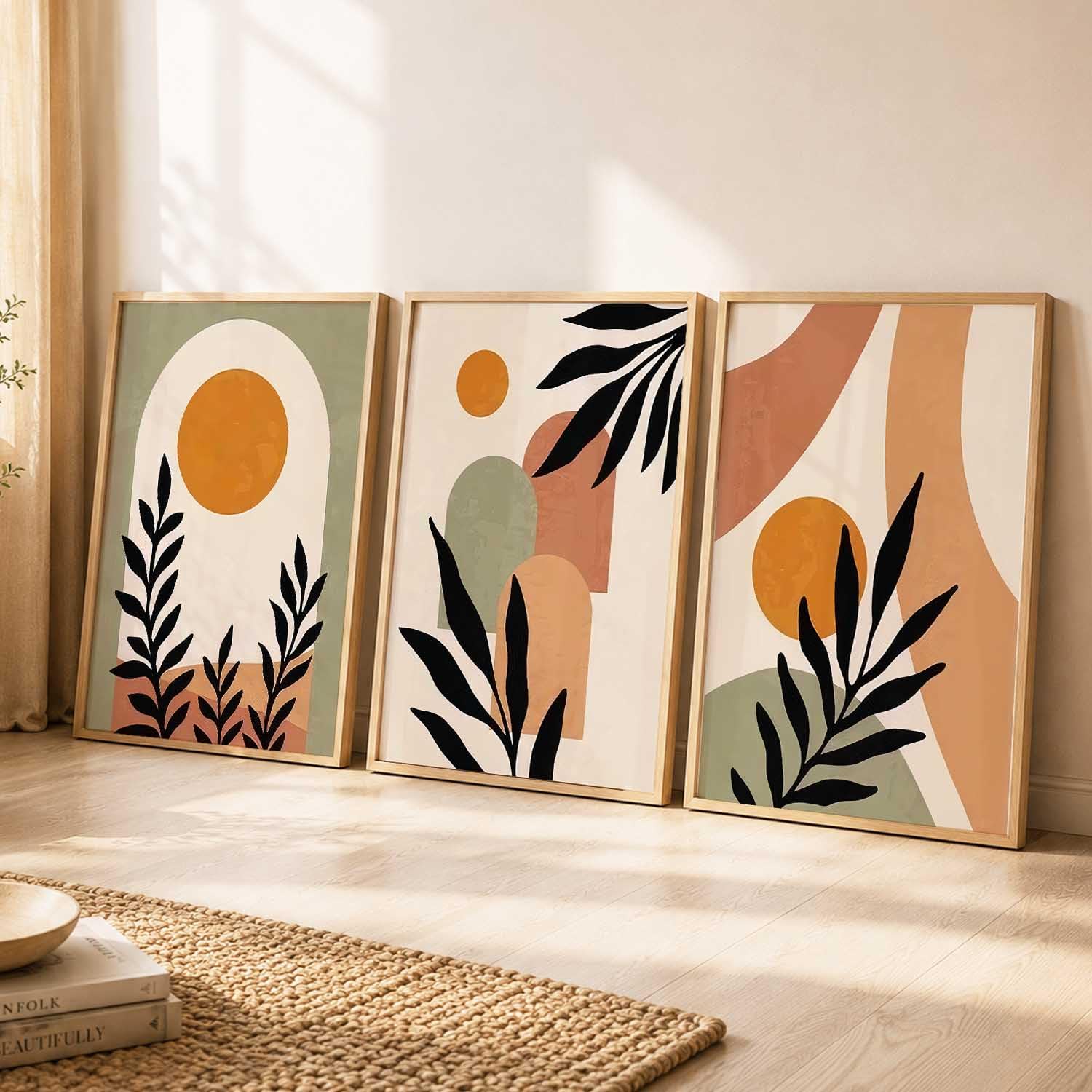 BOHO Wall Art Set - 3 Minimalist Frames -32 BOHO Wall Art Set - 3 Minimalist Frames -32