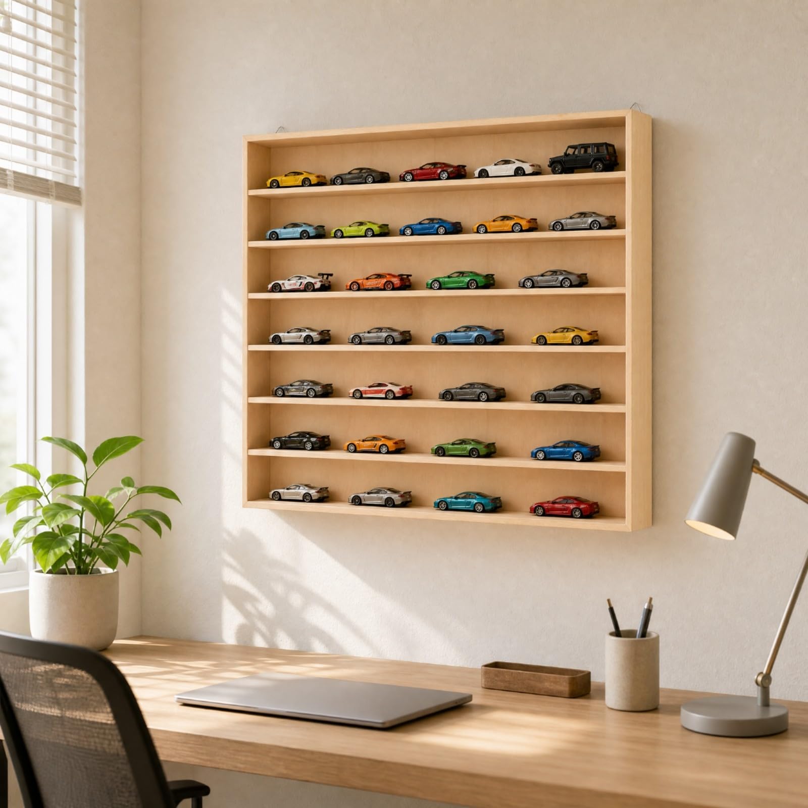 harayaa Estanría Expositora Multinivel Práctico Estanría Rectangular Pared corativo para Dormitorio, 8 Rejillas Sin Tapa