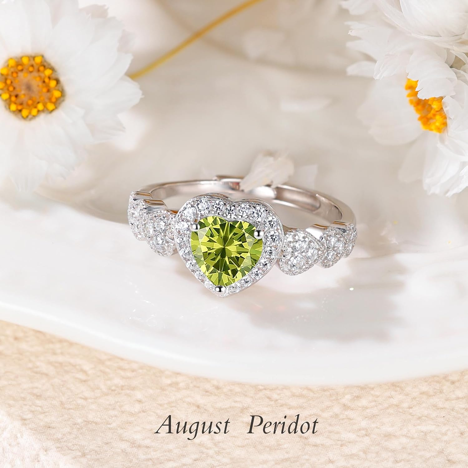 S925 Sterling Silver Birthstone Rings for Women Engagement Ring For Women Adjustable Promise Rings for Wife, Mom, Daughter Jewelry Birthday Wedding Anniversary Valentines Gifts