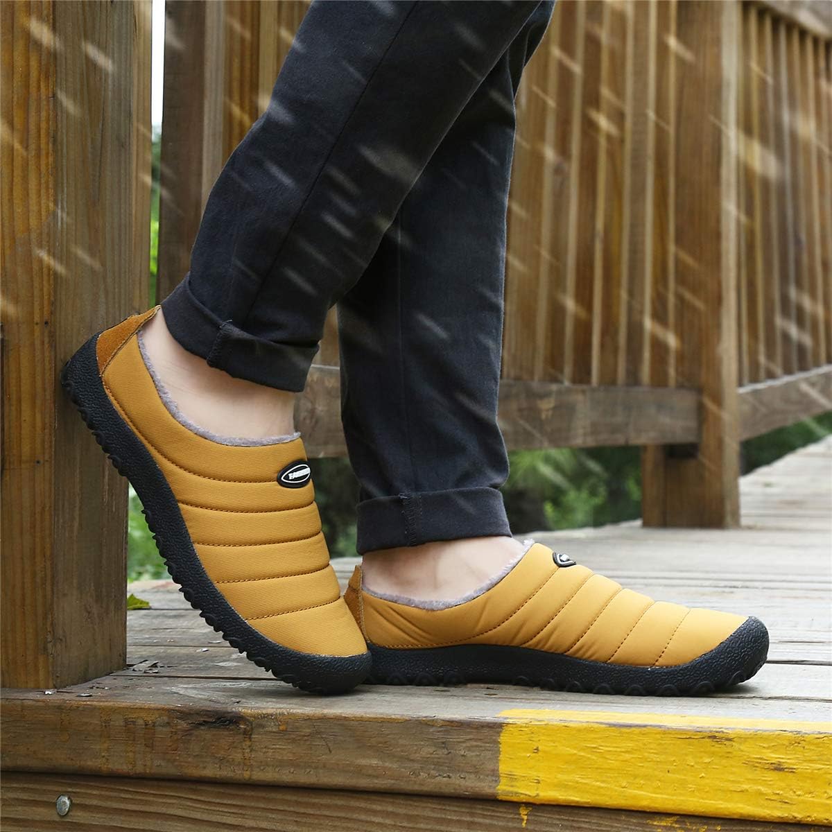 UBFEN Mens Womens Winter Warm Slippers with Fuzzy Plush Lining Slip on House Shoes Indoor Outdoor Anti-Skid Rubber Sole - Image 8