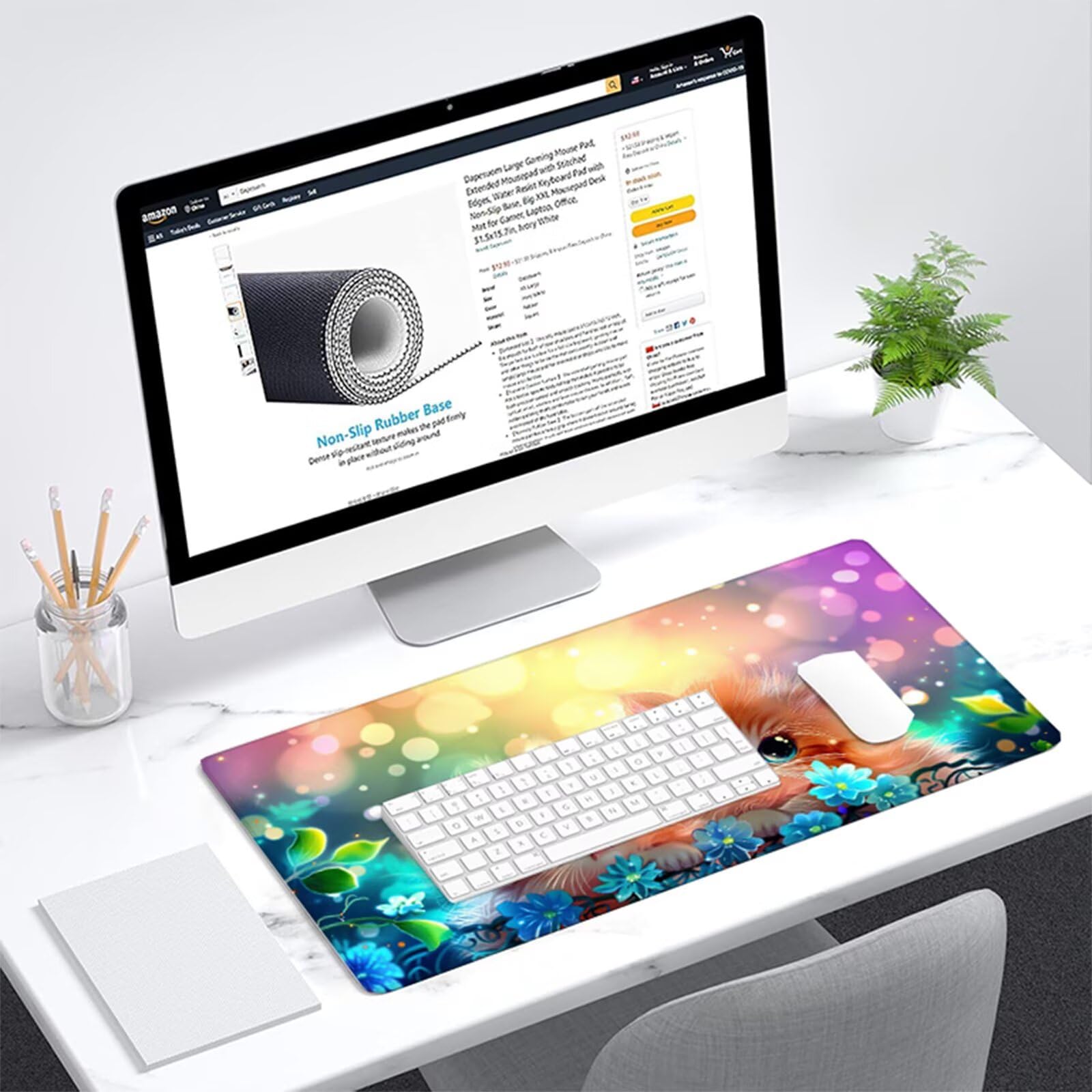 Alfombrilla Ratón Fantasía Alfombrilla Escritorio Gato Mouse Pad Gaming Duradera, Mouse Pad Grande Gaming Mejora Precisión y La Velocidad, Antideslizante Desk Mat para PC, Oficina 1600x800x3mm Y2-491