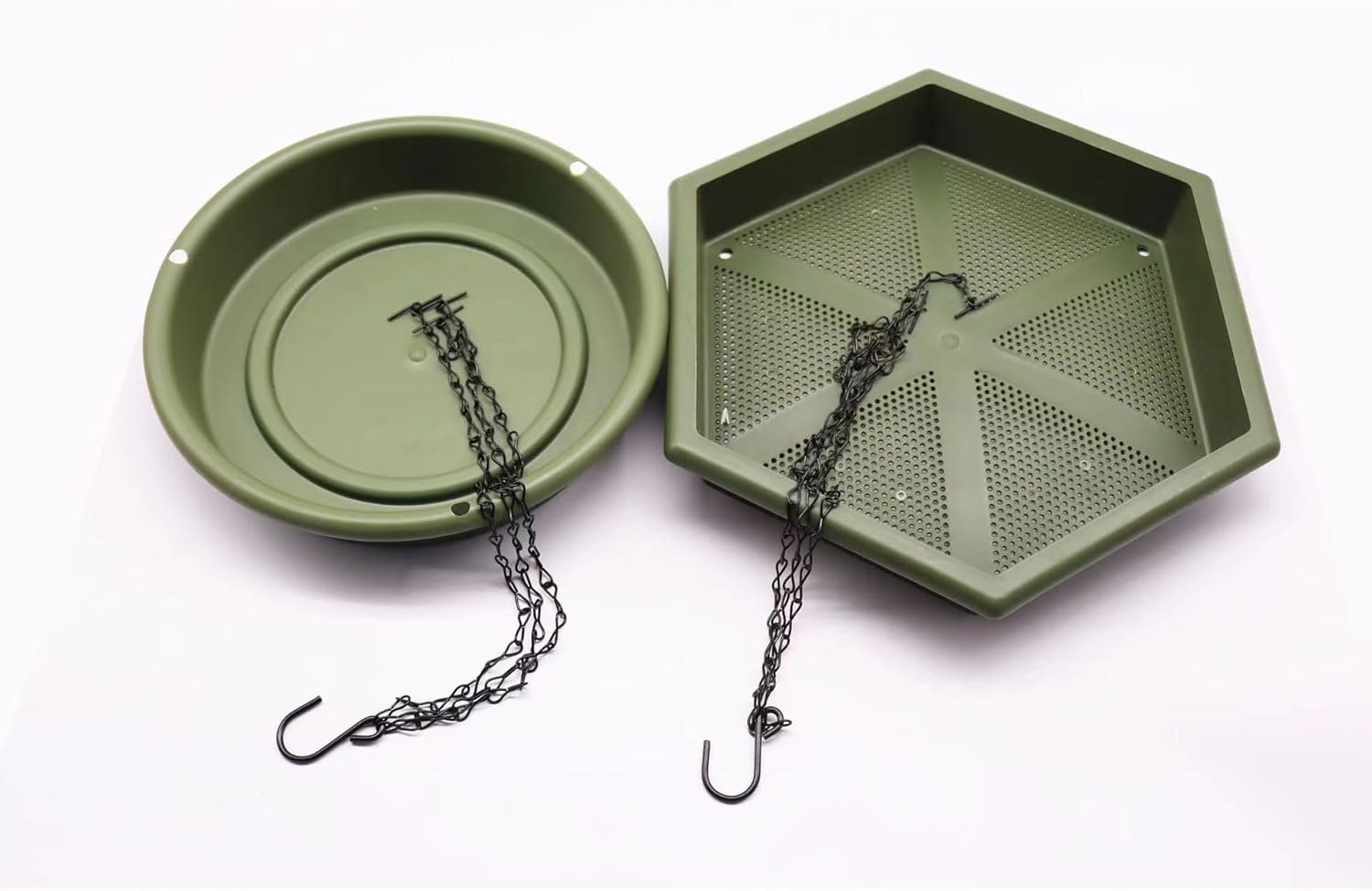 2 in 1 Hanging Bird Bath Feeder Food Tray Birds Feeds for Feeding Hummingbird, Bluebird, Cardinal, Squirrels, Doves, Seed Holder, Outside Outdoor Garden Decoration for Attracting Wild Birds, Green