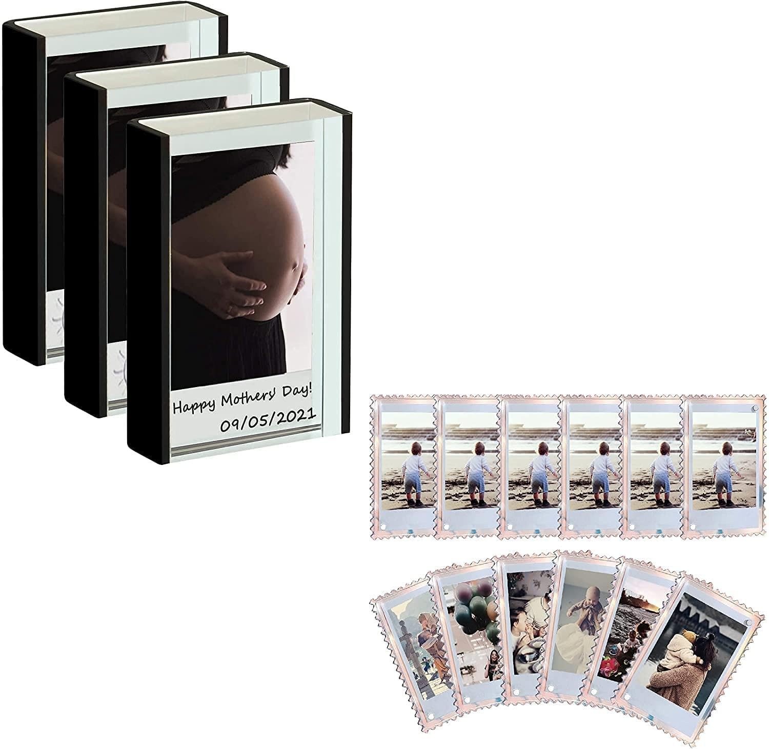 WINKINE Instax Photo Frame Black 3 Packs + Polaroid Picture Frame Megnet 12Packs
