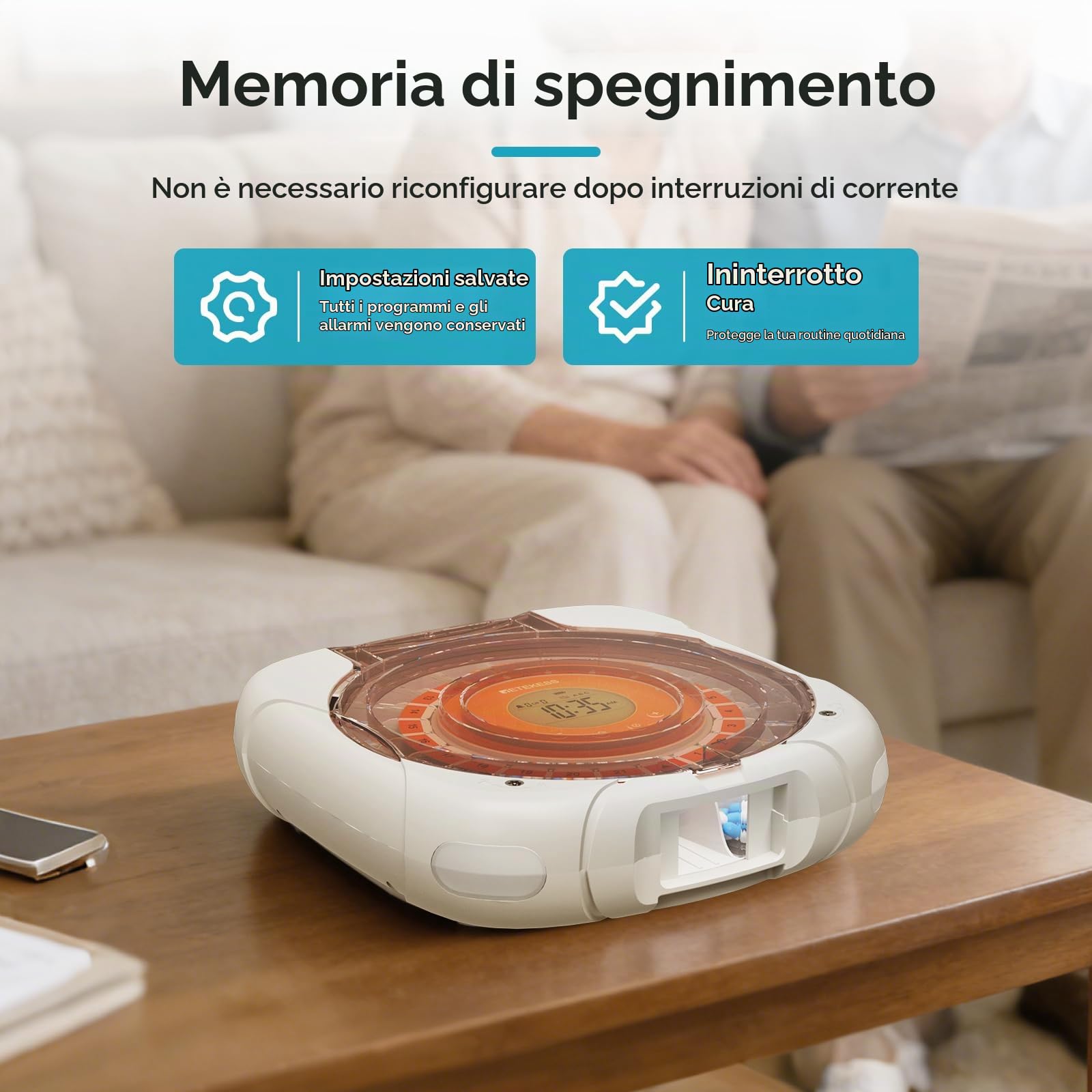 Retekess TH017 Distributore Automatico di Pillole, Smart Pillbox