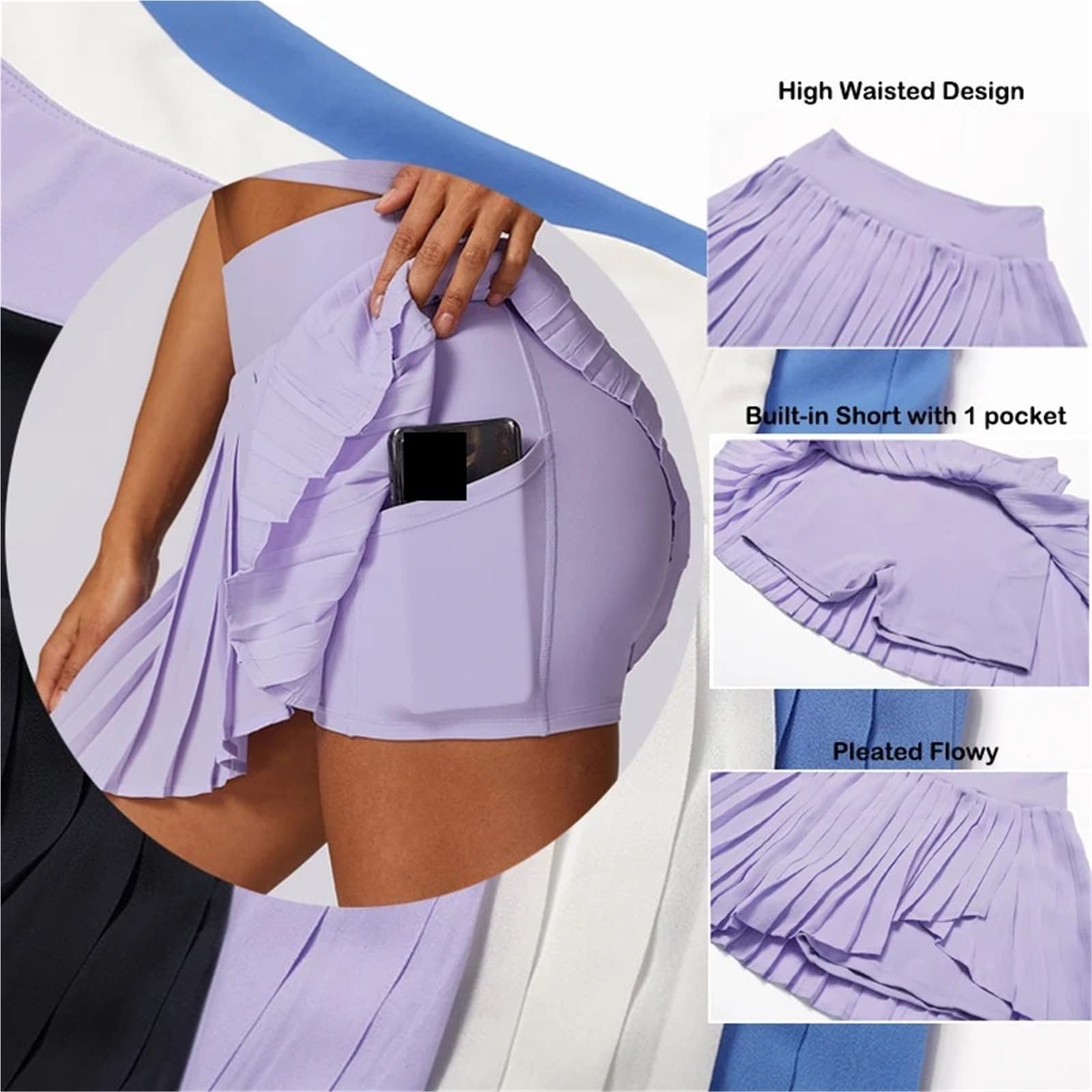 Faldas de Tenis Plisadas for Mujer con Bolsillos, Faldas Deportivas Cintura Alta, Golf Casuales for Verano para Mujer