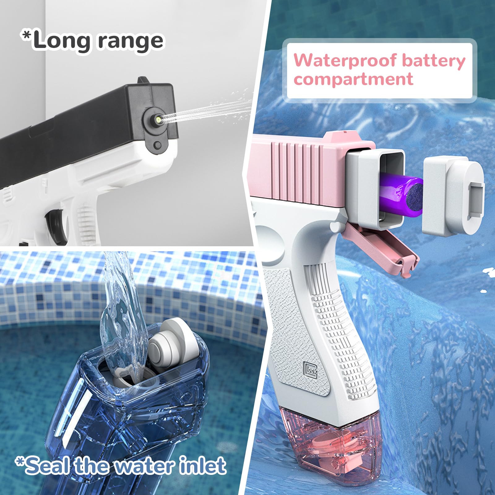 Pistola ad Acqua Elettrica, Pistola ad Acqua, Pistole ad Acqua per Bambini, Pistola Acqua, Pistola a Spruzzo ad Acqua Elettrica, Pistole d'acqua, Giocattolo per Combattimento, Estate, all'aperto (B)