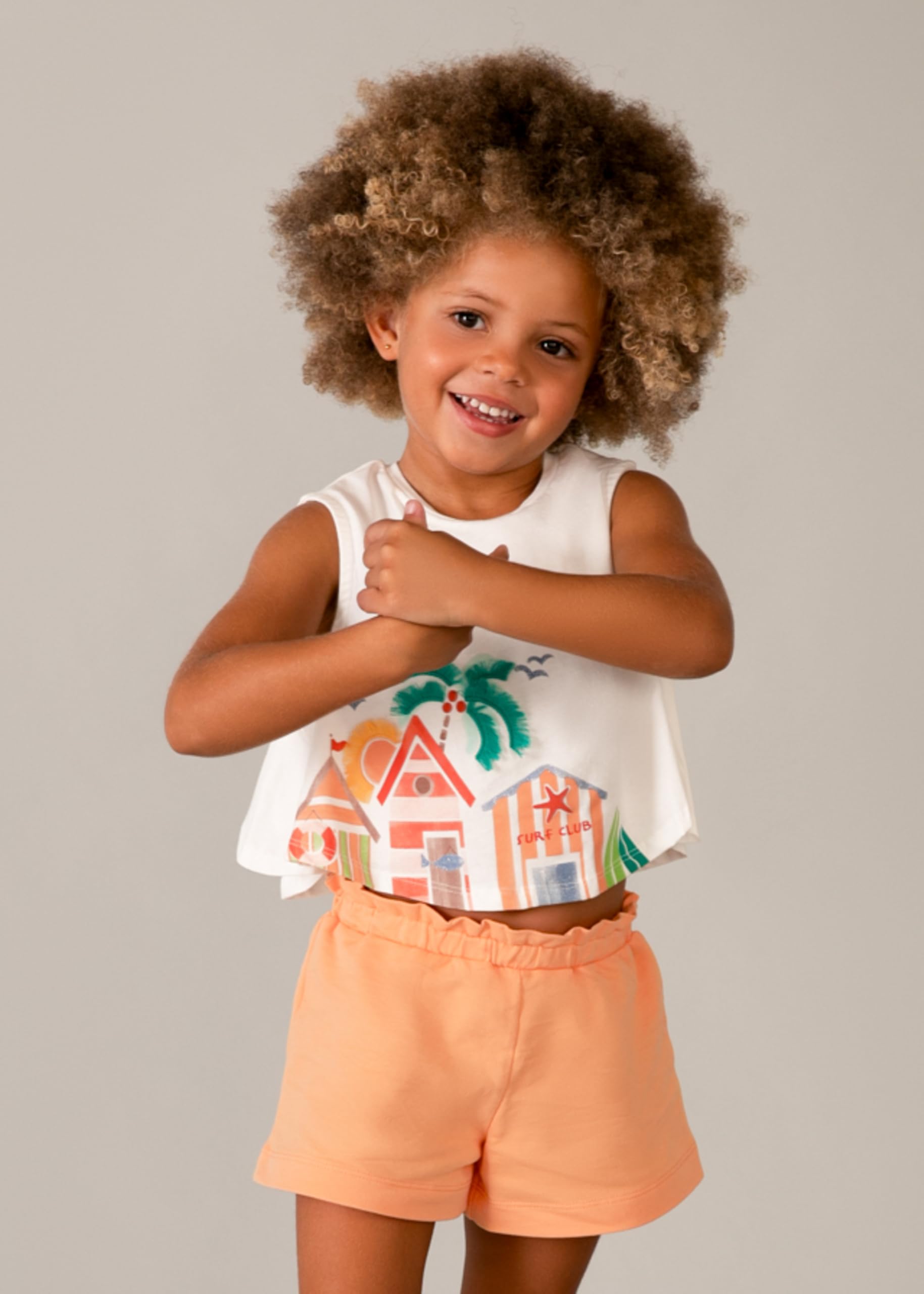 Mayoral Conjunto Niña Verano - Camiseta Blanca Sin Mangas con Estampado y Short – Ropa Infantil Cómoda y Fresca -Algodón