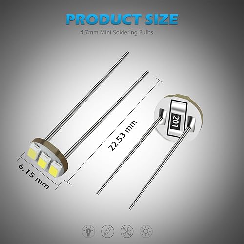 Miniatura 7 de Partsam 20pcs 0.185 in-12v coche blanco mini bombillas lámparas indicador racimo velocímetro iluminación de fondo