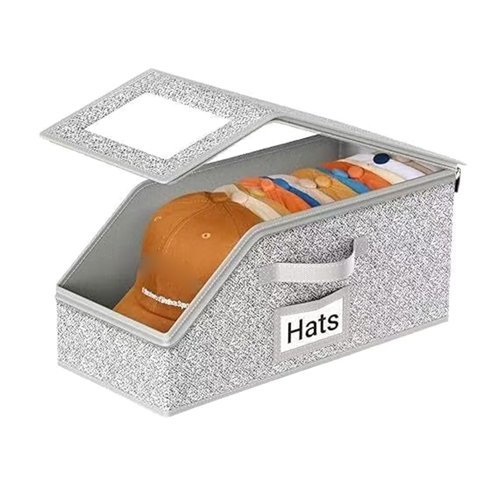 Jazuaiao Zippered Caps Storage Box Transparency View Window Organiser for Baseball Hats Car Home Closet Organization Tool Caps Organiser Box for Men