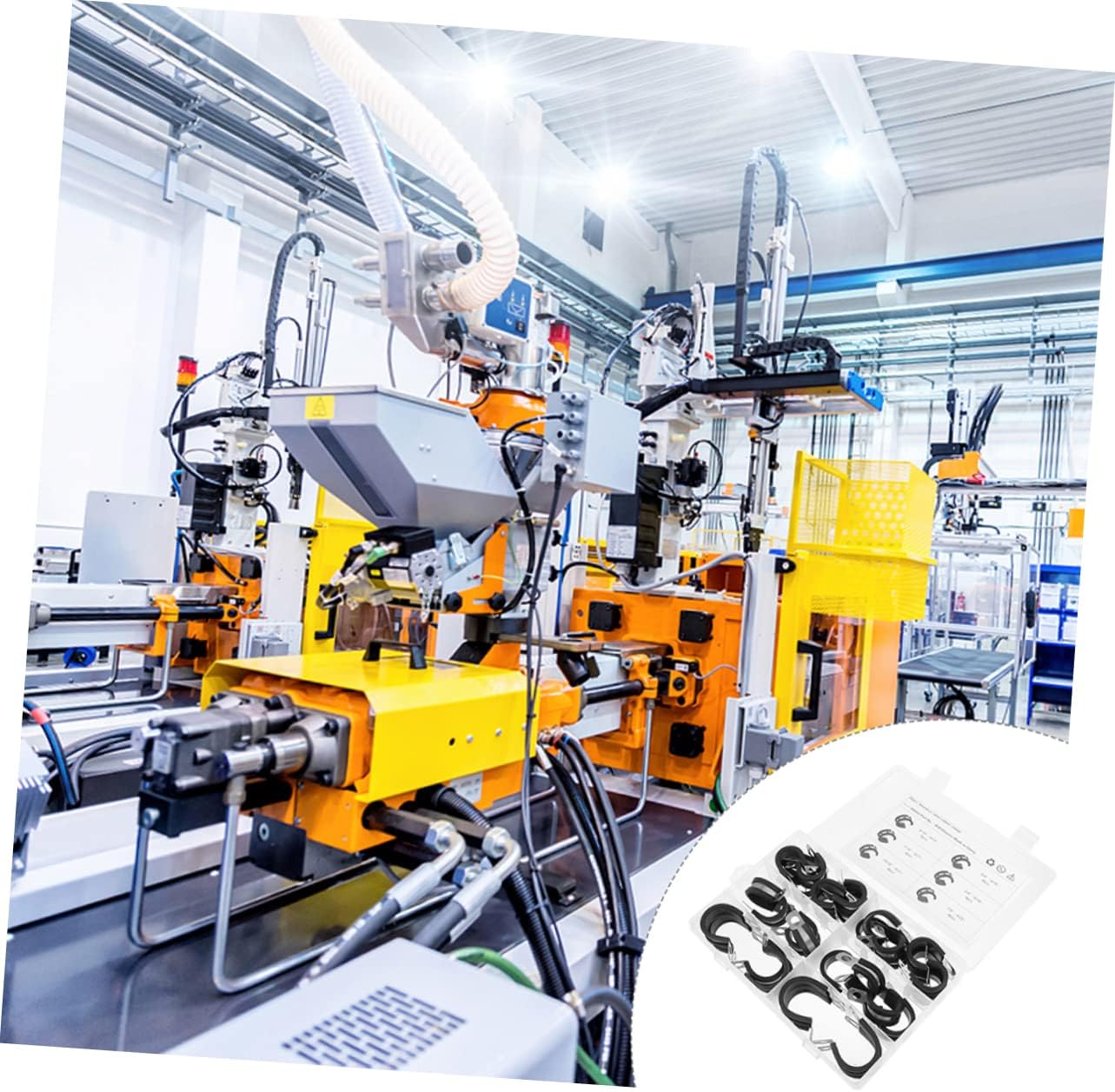 45pcs Stainless Steel R-Shaped Hose Clamp Assortment Kit 304 Rubber Lined Clip Clamps for Pipe Duct and Cable Use