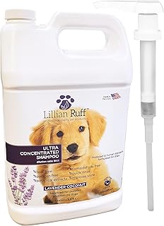 Lillian Ruff Professional Dog Shampoo â€“ Concentrated Dog Shampoo with Aloe - Tear Free Lavender Coconut Scent â€“ Soothe & Cleanse Normal to Dry Itchy Sensitive Skin â€“ Made in USA (Gallon with Pump)