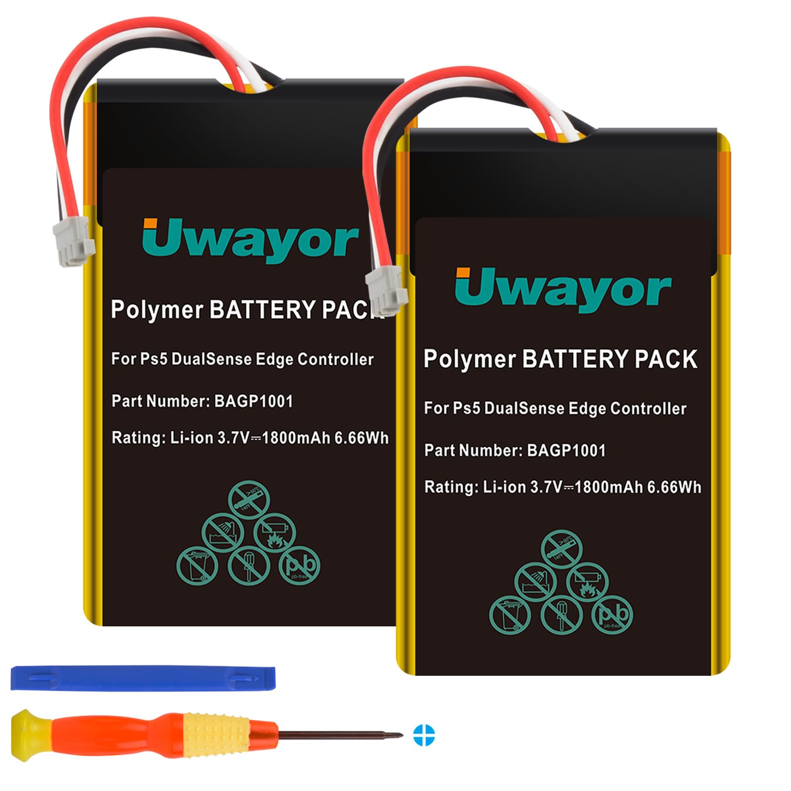 Replacement Battery for PS5 Dualsense Edge 2 Pack 1800mAh Battery for Sony PS5 Edge PlayStation 5 DualSense Edge