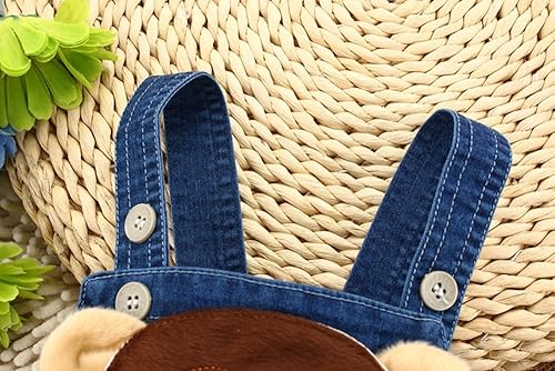 Miniatura 3 de KIDSCOOL SPACE Bebé Lindo Verano Jean Overalls,Niño Denim Cartoon 3D Animal Shortalls