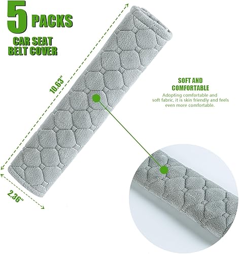 Miniatura 8 de WSSROGY Paquete de 5 fundas de cinturón de seguridad cómodas y suaves para adultos y niños, universales para automóvil, SUV, camiones (morado)