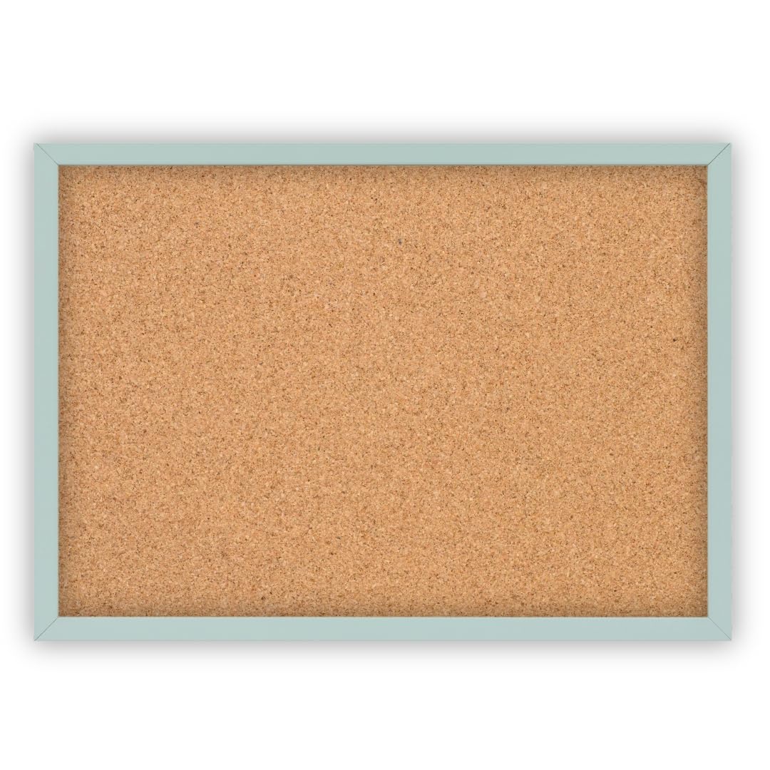 CLAMARO Cork Notice Board 80 x 40 cm, Pastel Grey Blue MDF Frame