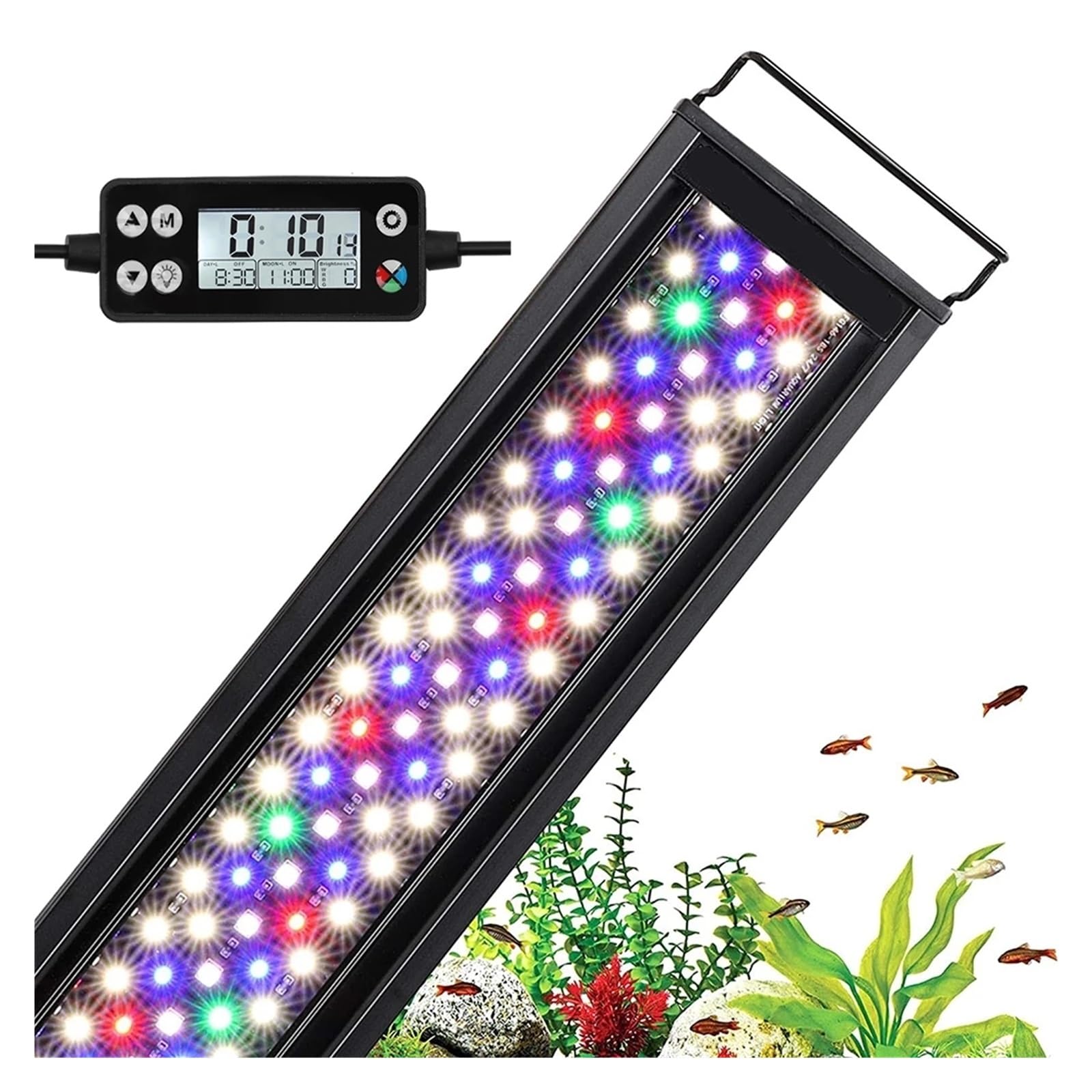 oświetlenie akwarium 60-105cm WRGB Akwarium LED Reef Light Z Timerem Wodoodporna lampa do akwarium Lampa podwodna do akwarium roślinnego(60CM)