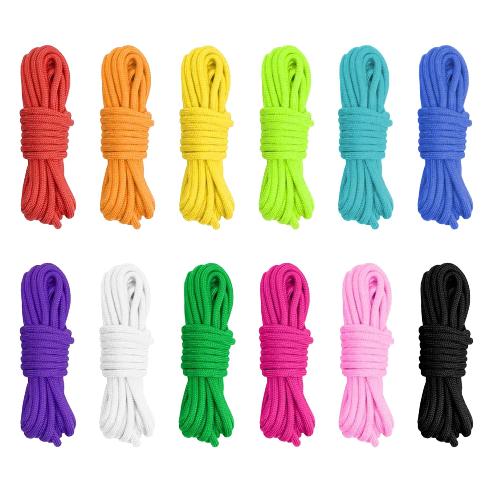 Paracord 550 zestaw 12 sztuk – wytrzymałe linki nylonowe 4 mm (12 kolorów) do bransoletek DIY, breloczków do kluczy, smyczy dla psów, wyposażenia survivalowego, budowy namiotu