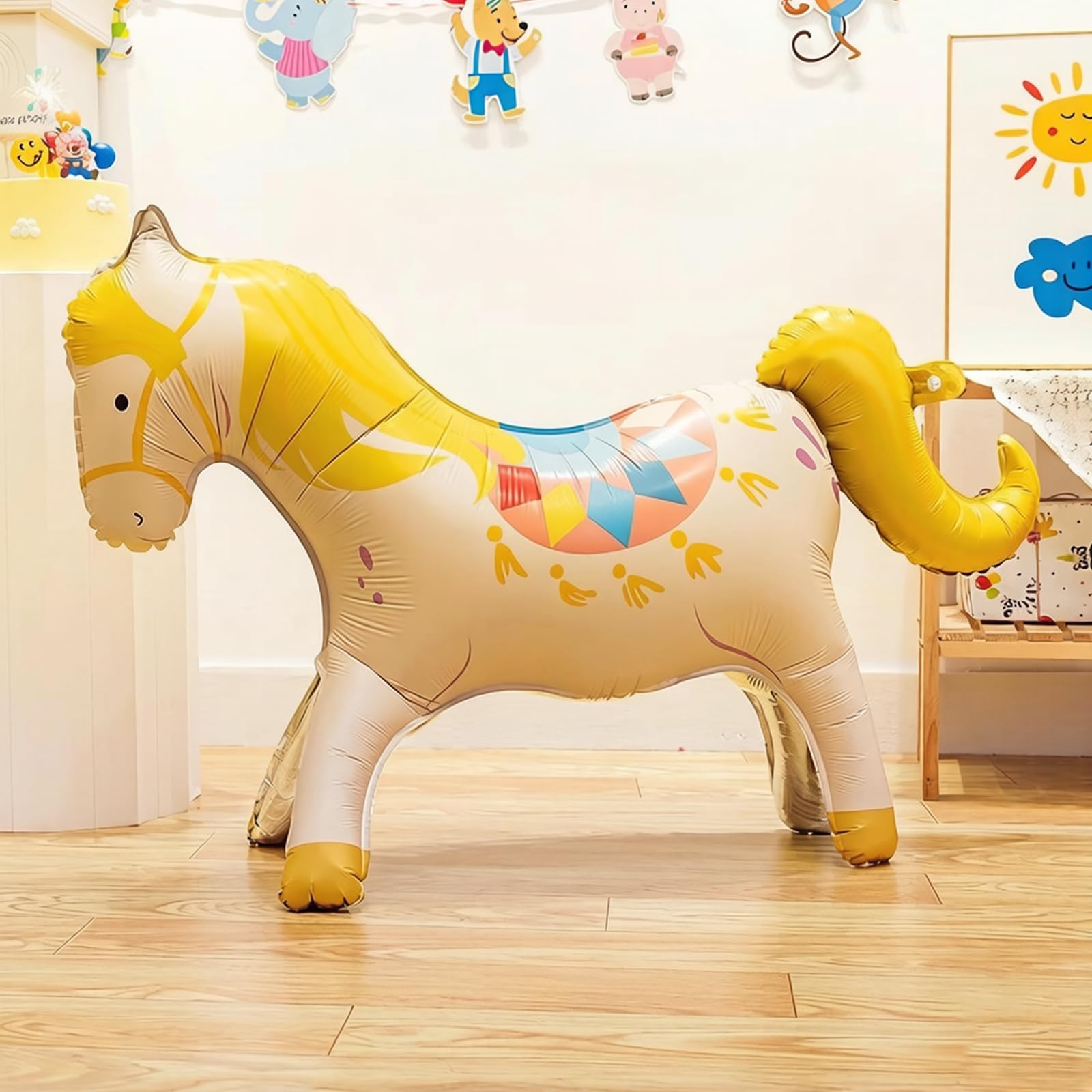 Juego de 5 globos de aluminio de pie con animales de circo, carrusel, león, cebra, león marino, payaso, decoración de fiesta temática de carnaval, para niños, cumpleaños, aula, evento de