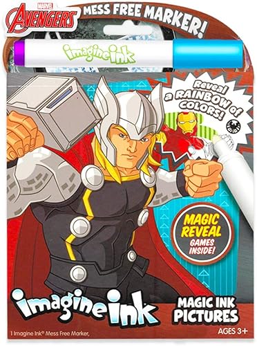 Miniatura 4 de Imagine Ink Paquete de 3 libros de actividades de imágenes mágicas de superhéroes  Liga de la Justicia Batman, Spiderman y Vengadores sin ensuciar