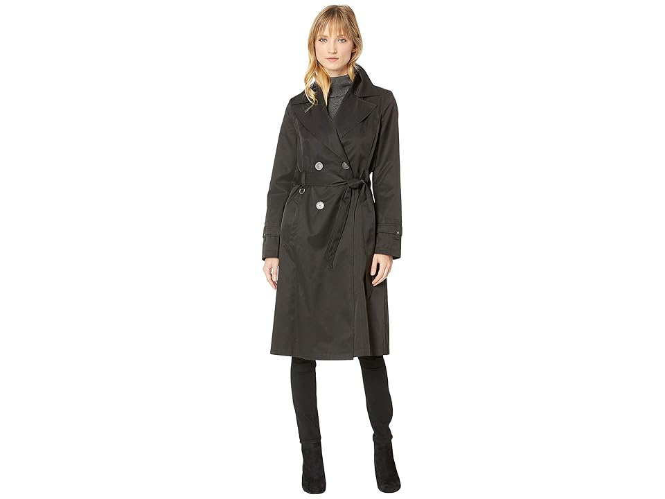 

Via Spiga Double Breasted Belted Long Trench (Black) Women's Coat