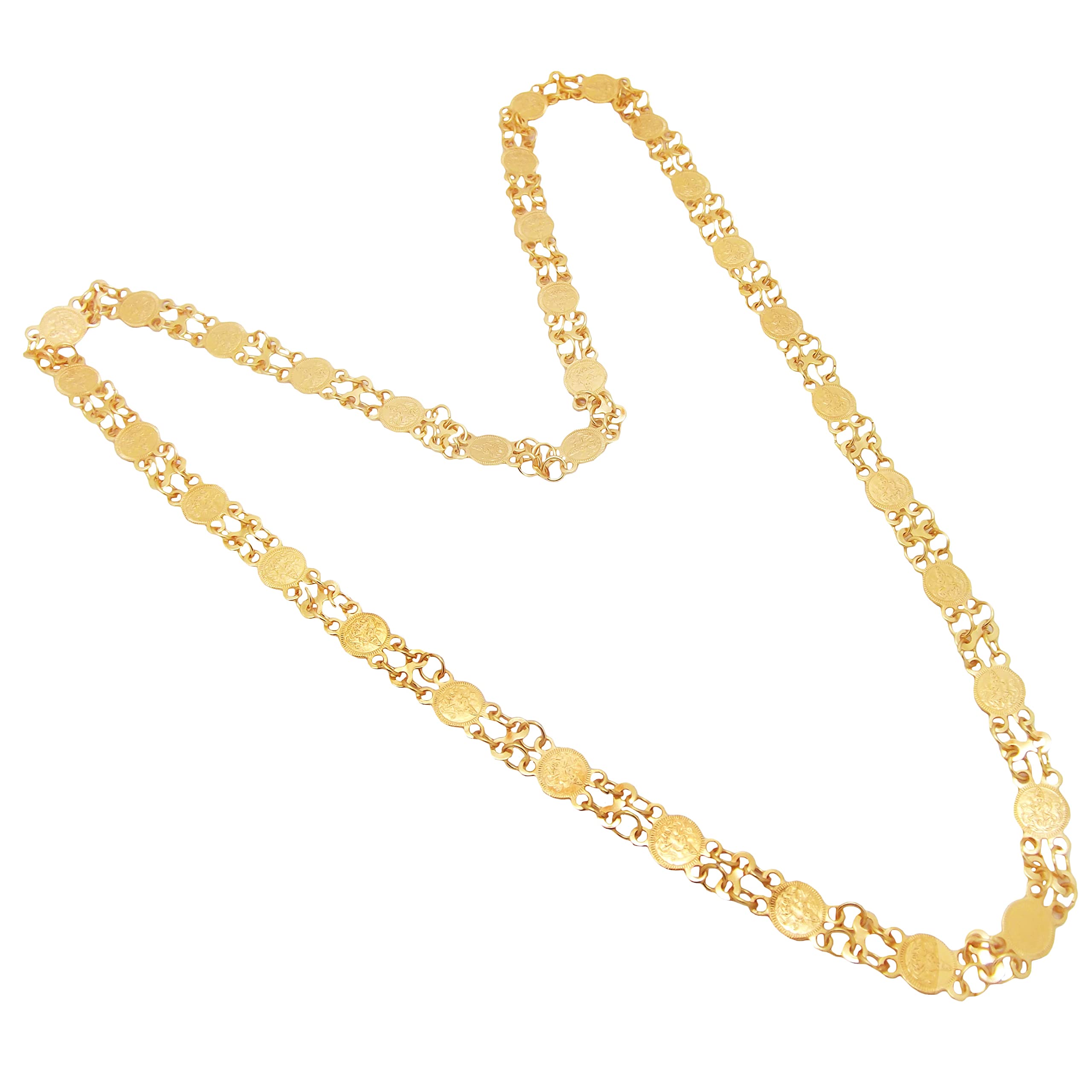 Femmibella Gold Plated Laxmi Mala Temple Long Necklace (B0B53PRZ16) Amazon Price History, Amazon Price Tracker