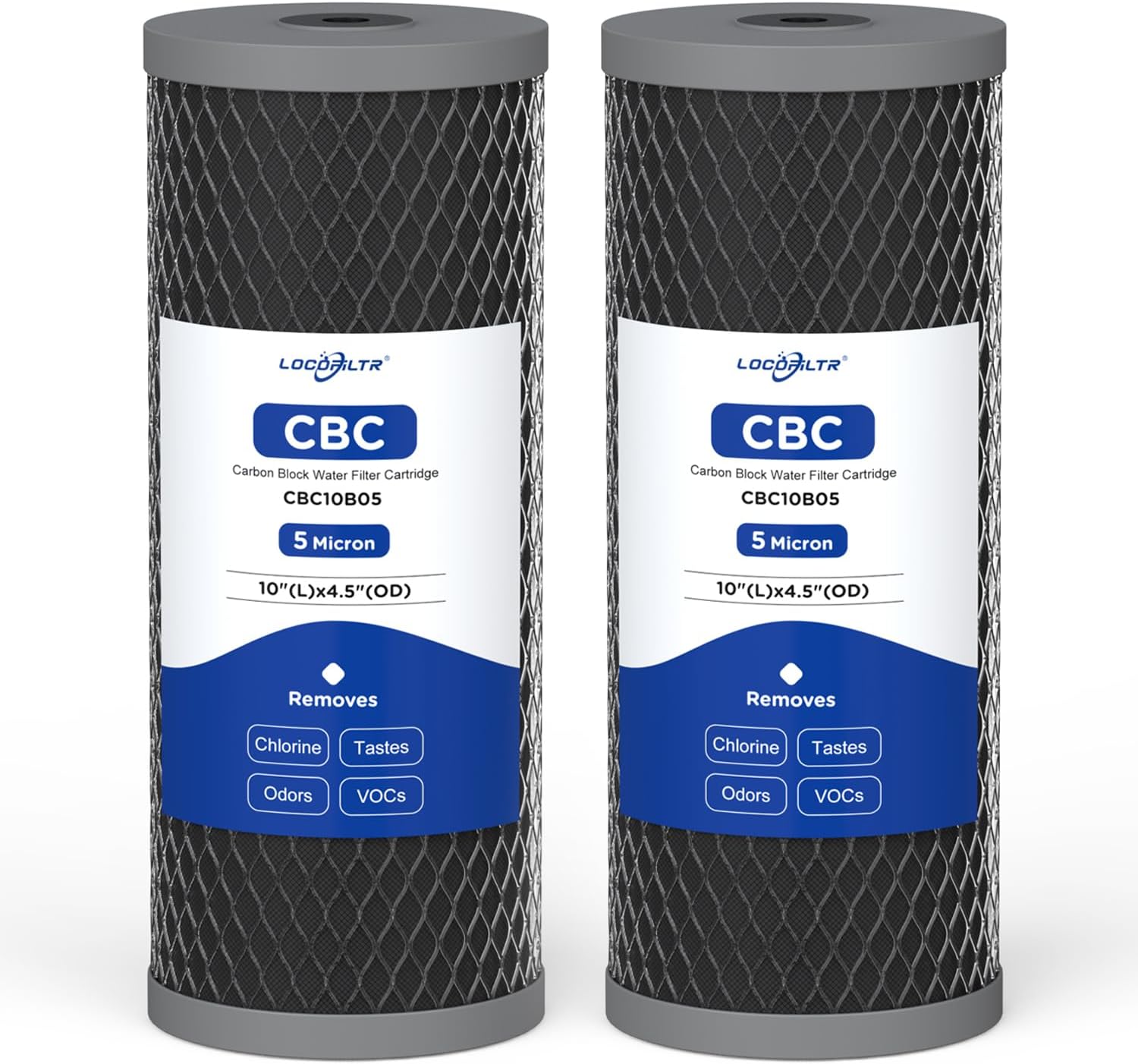 5 Micron 10" x 4.5" Whole House Activated CTO Carbon Block Water Filter Cartridge Replacement for WFHDC8001, CB-BB-10, FXHTC, FC15B, EP-BB, EPM-BB, CTO10BB, WCBFF975, CB-45-1005, CTO-F10B-5 (2 Pack)