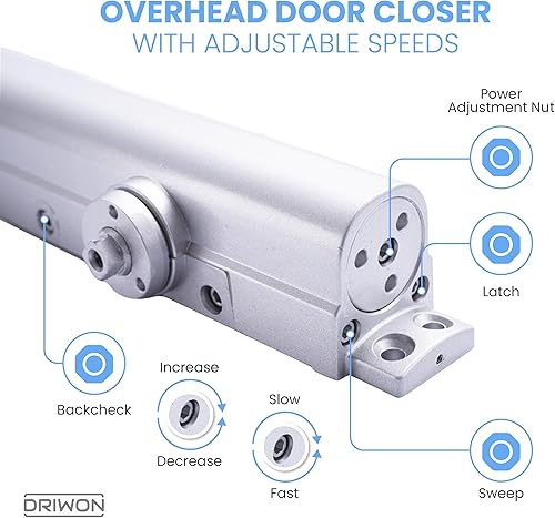 Miniatura 3 de Cierrapuertas comercial resistente DRIWON DN-8220 ajustable 1-6, grado 1, 3 horas para puertas de metal e interiores de madera, estilo automático de