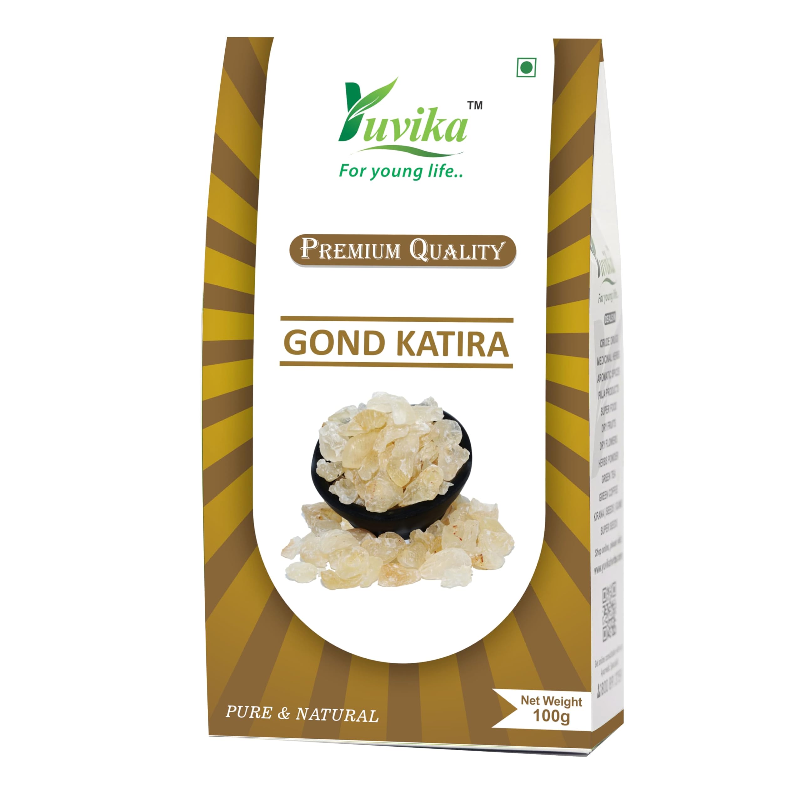 Yuvika Gond Katira - Tragacanth Gum - Astragalus Gummifer - Badam Pisin 100 Grams