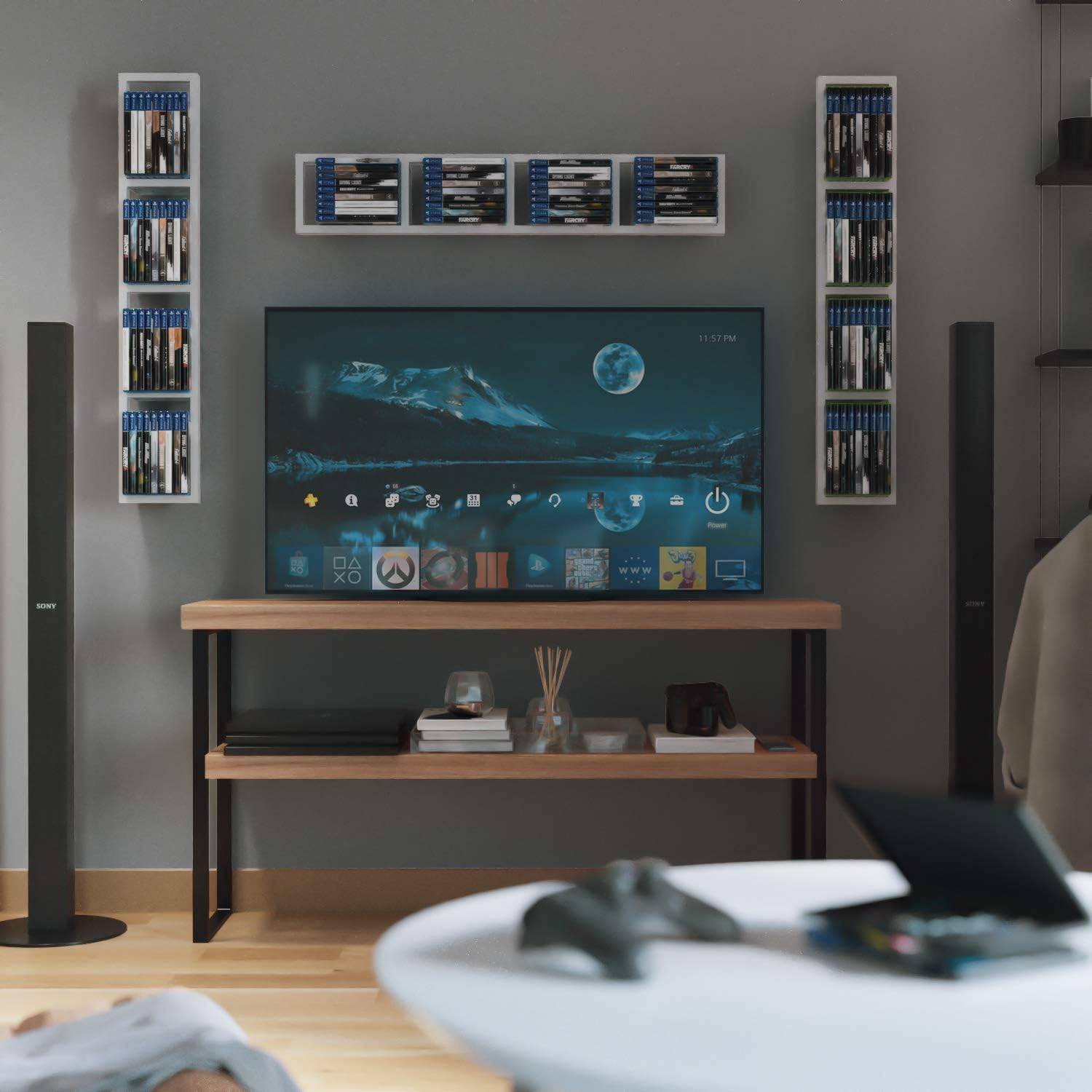 You Have Space White Cube Storage Shelves for Wall, CD DVD Storage Rack Set of 3, 34 Inch Video Game Organizer : Home & Kitchen