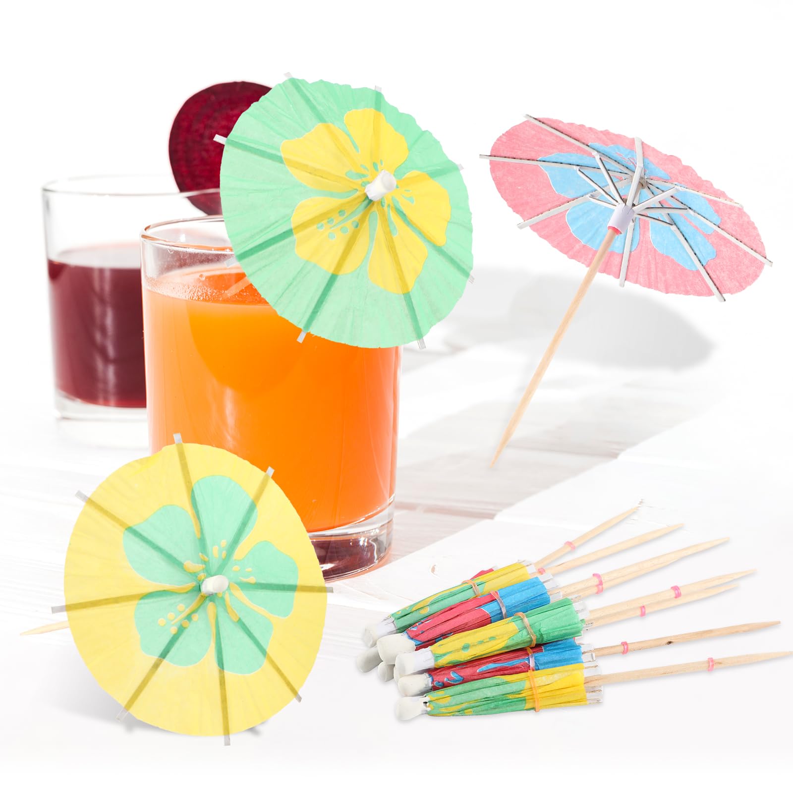 50 Stück Cocktail Schirmchen - Bunte Papier Schirme Für Getränkedeko
