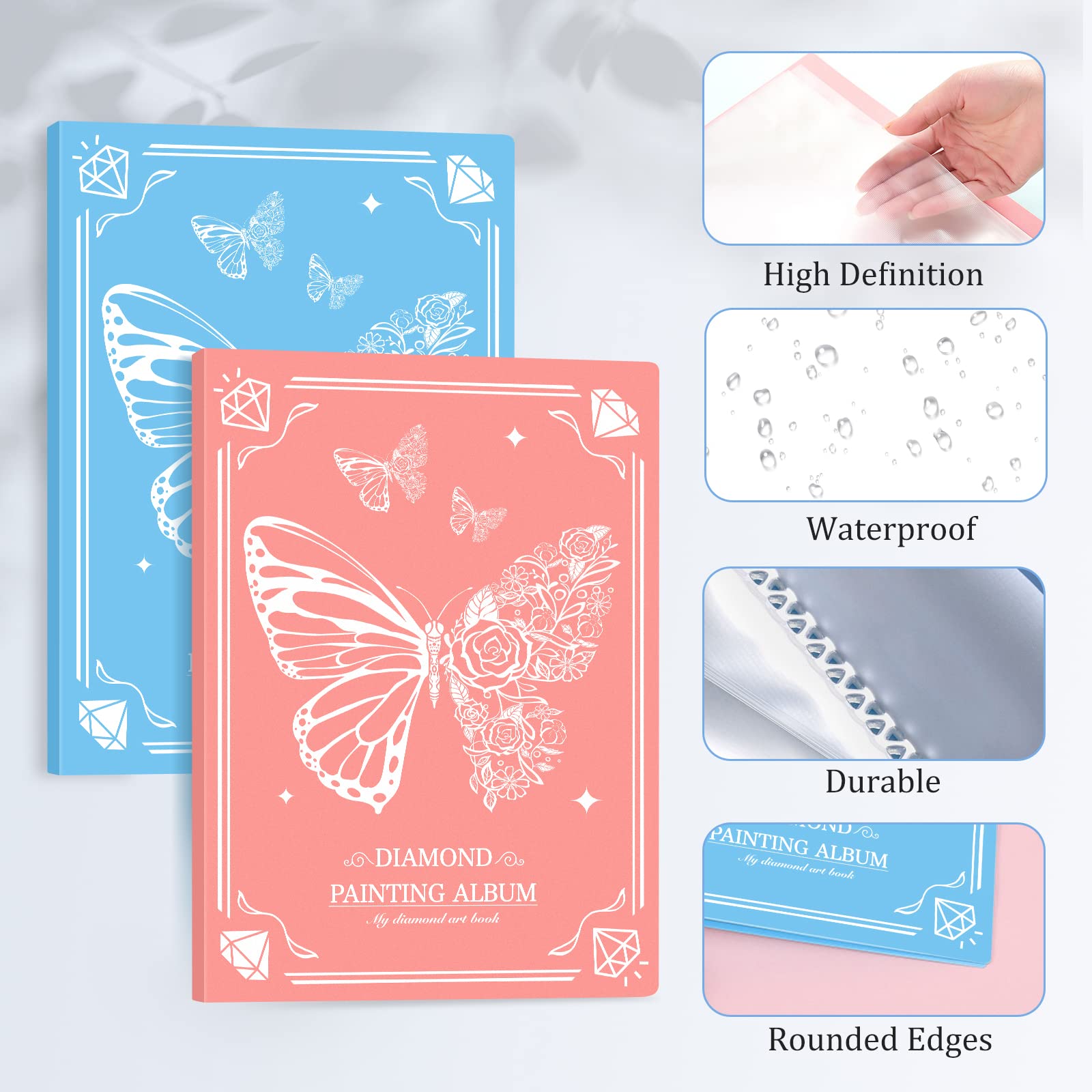 5D Diamond Painting Album,2 Pezzi A3 Pagine Diamond Painting Storage Book,Libro d'Arte di Pittura di Diamanti,Accessori per la Pittura a Diamante(30Page,contiene 60 fogli)