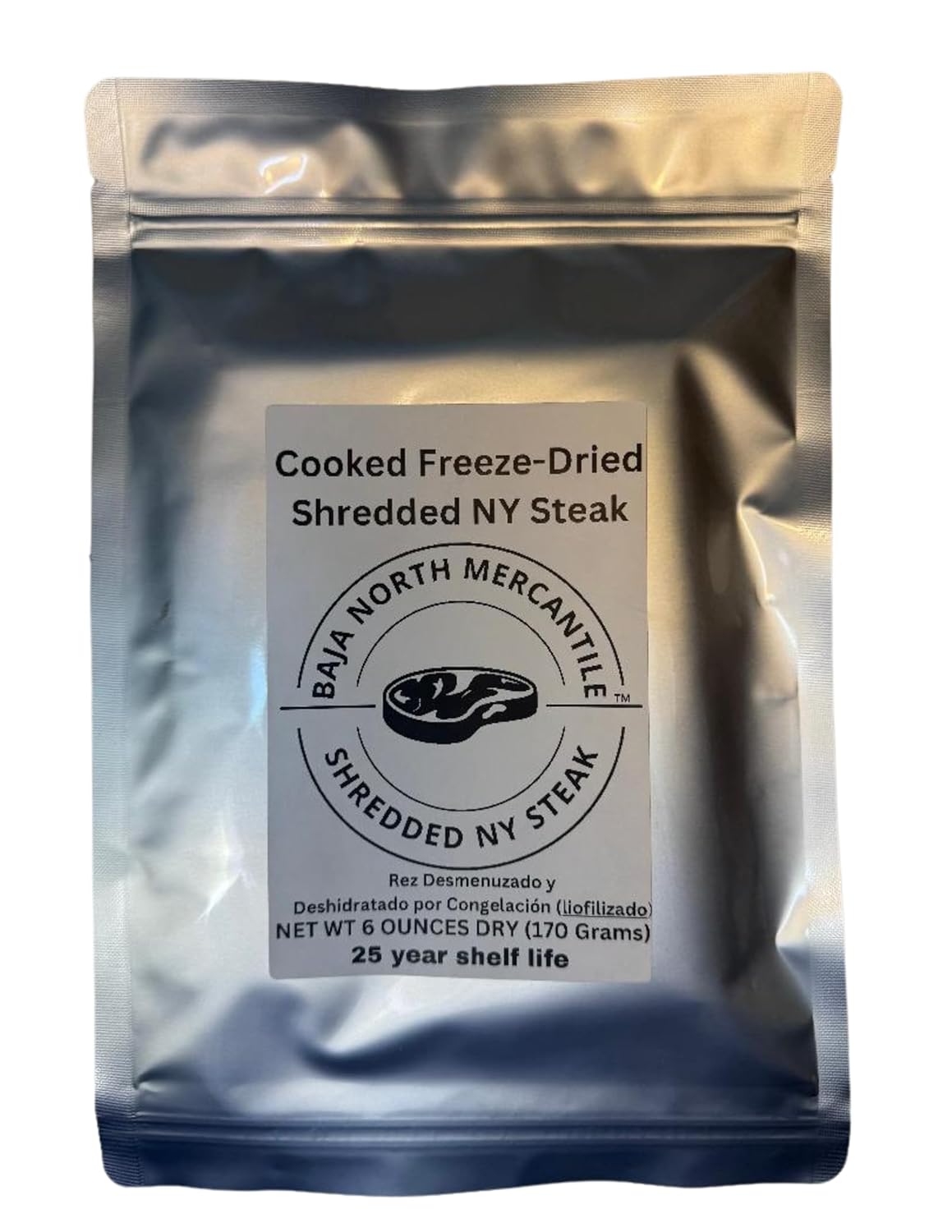 Freeze-Dried Cooked shredded/pulled NY Steak 25 Year Shelf Life. For Camping, Emergency Prep. Hunting and Backpacking